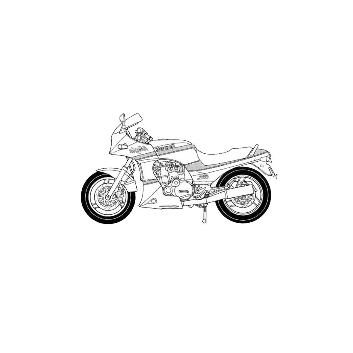   moto kawasaki sur fond blanc 