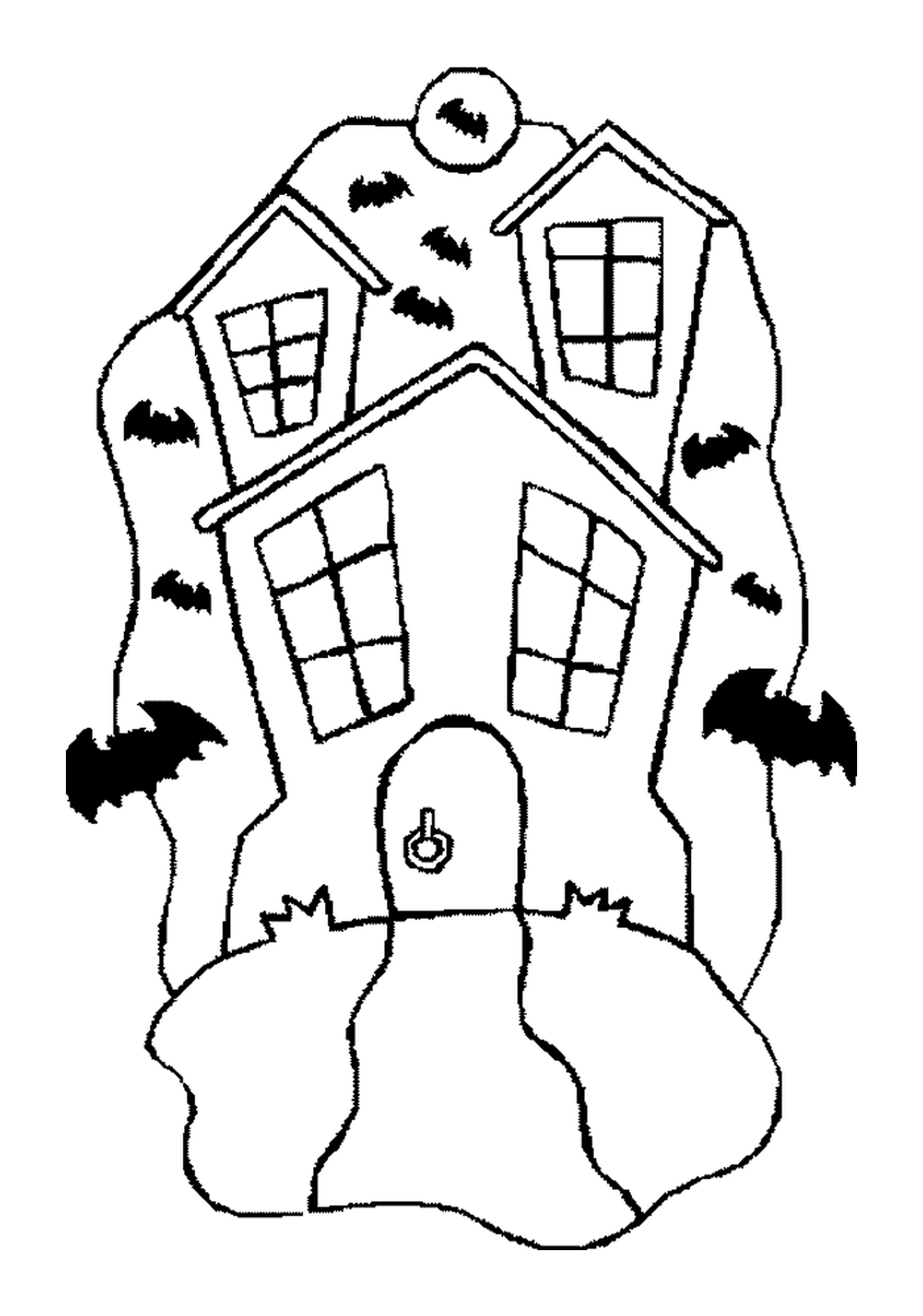   Une maison hantée avec des chauves-souris 