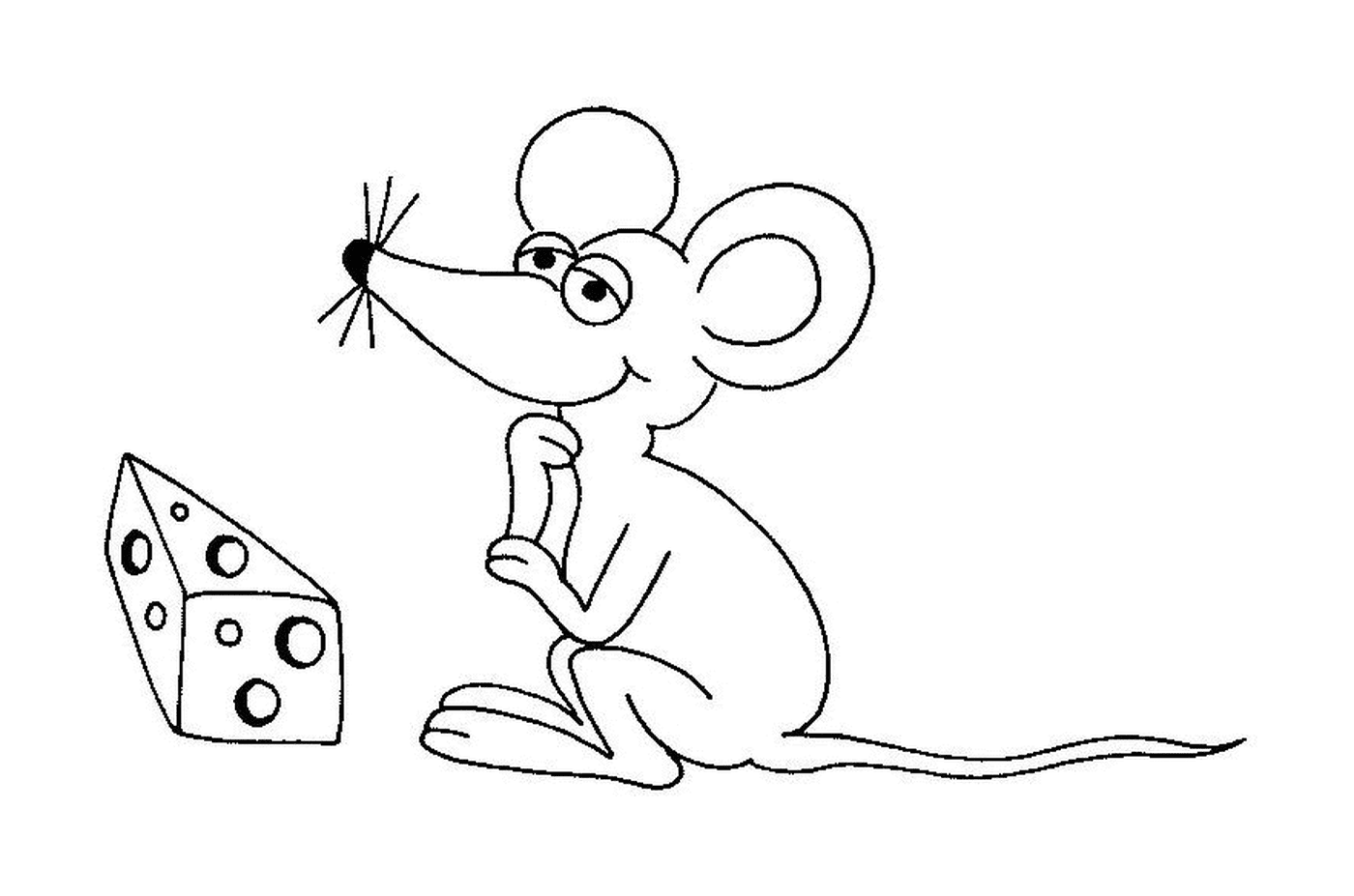   Une souris devant du fromage 