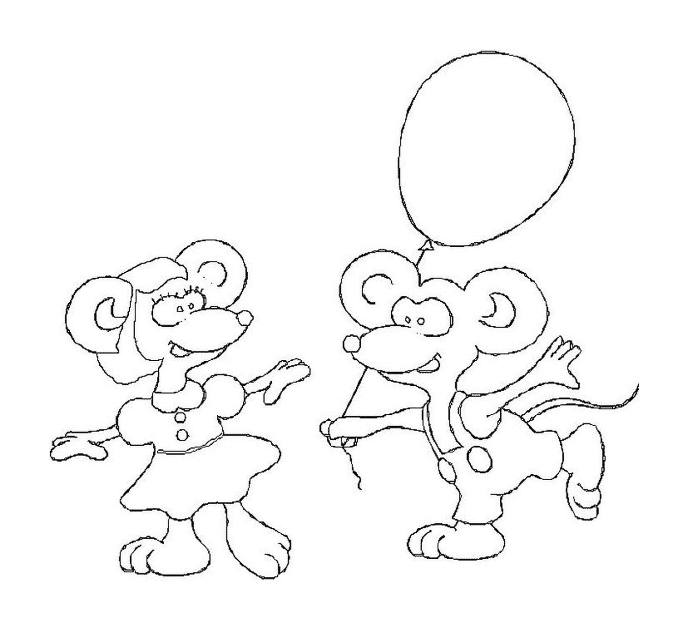   Deux souris et un ballon 