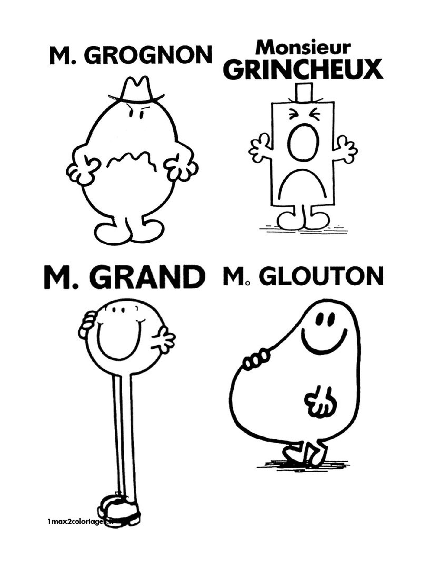   Monsieur Madame Grognon, Grincheux, Grand Glouton 