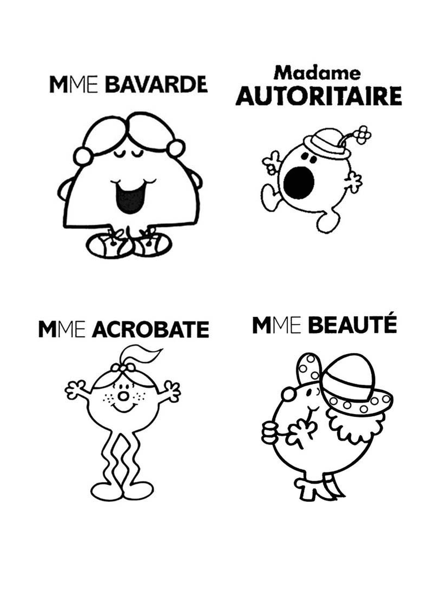   Monsieur Madame Bavarde, Autoritaire, Acrobate, Beauté 