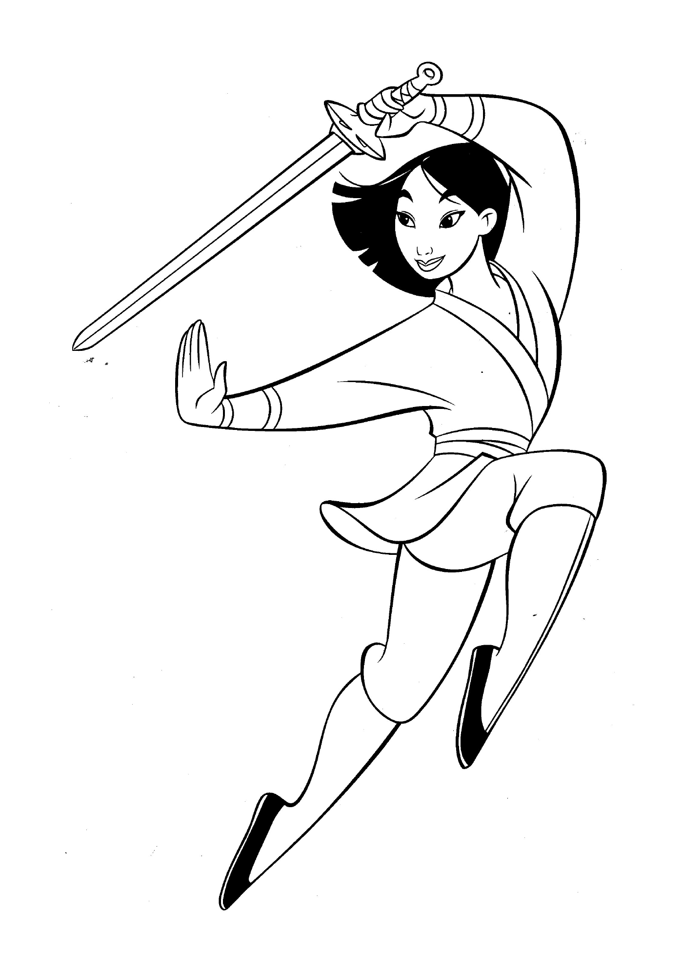   Mulan, combattante avec épée 