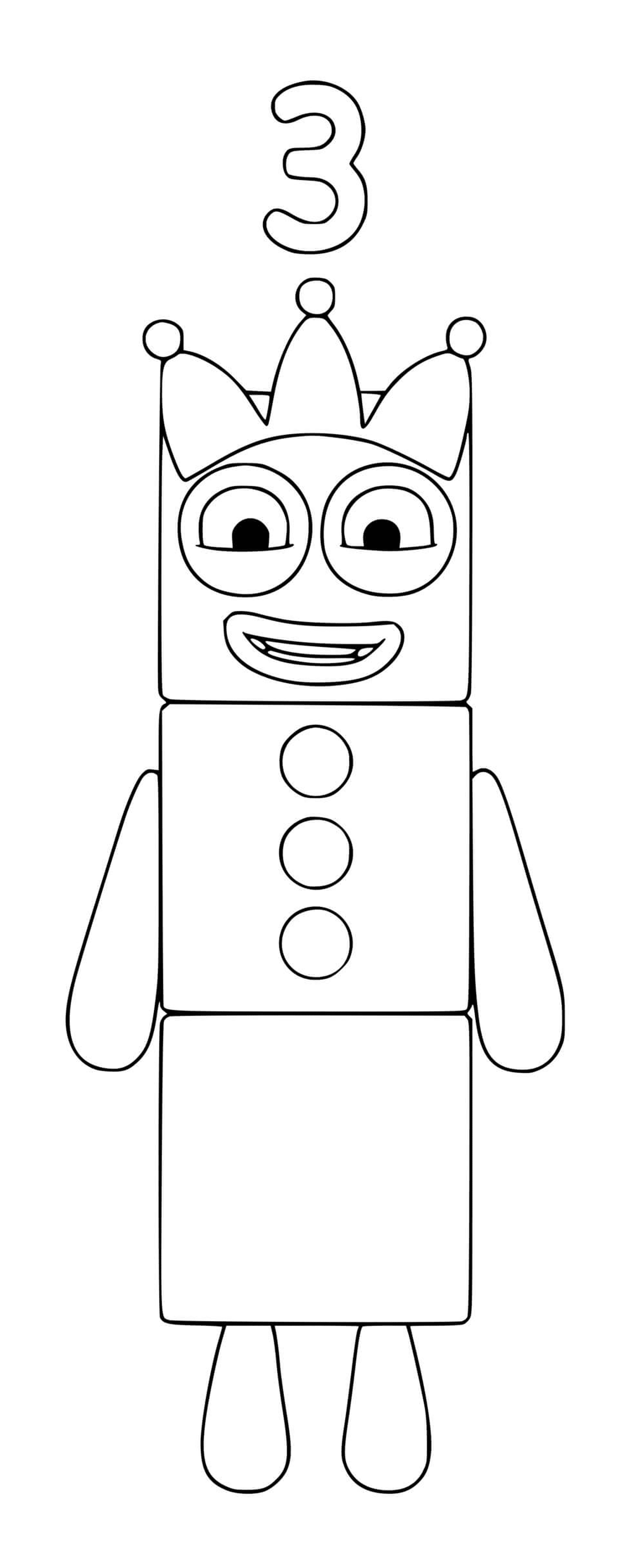   Numéro 3 des Numberblocks, un robot jouet 