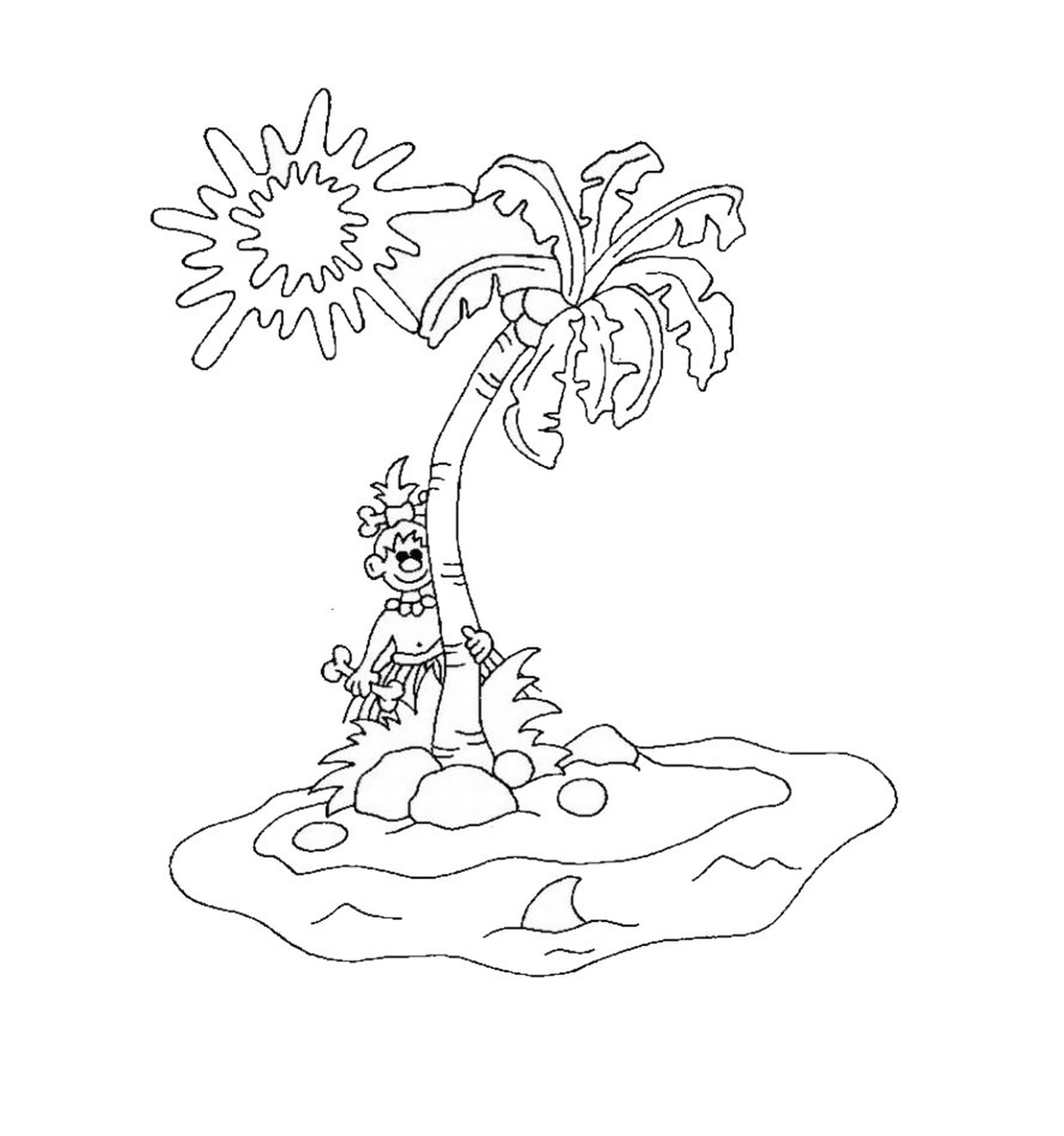   Palmier sur une île déserte 