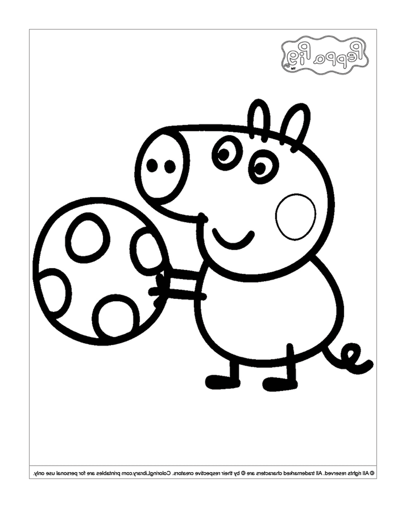   Un cochon avec un ballon de soccer 