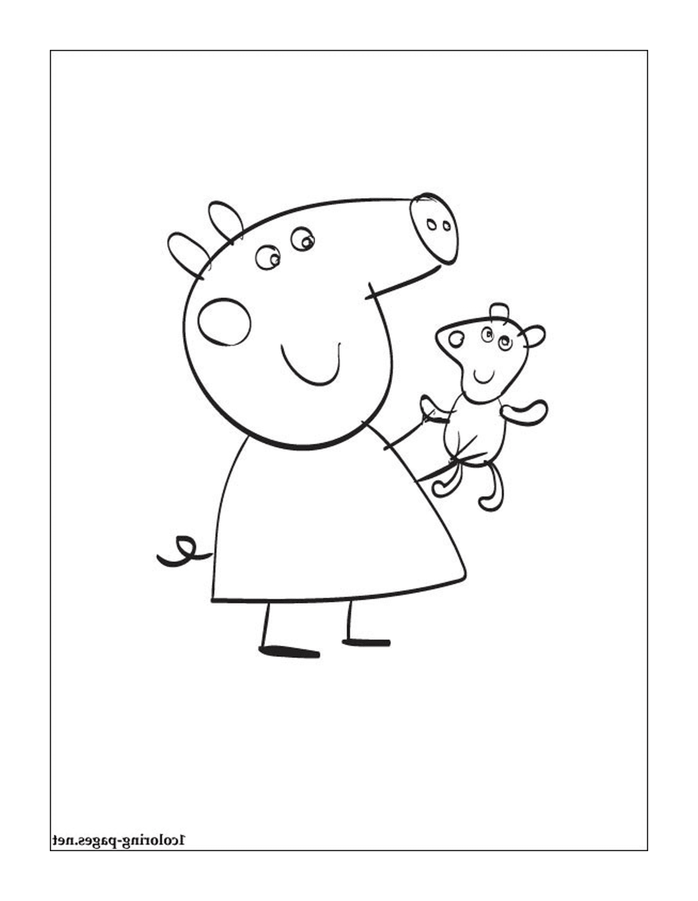   Peppa Pig avec un ours en peluche 