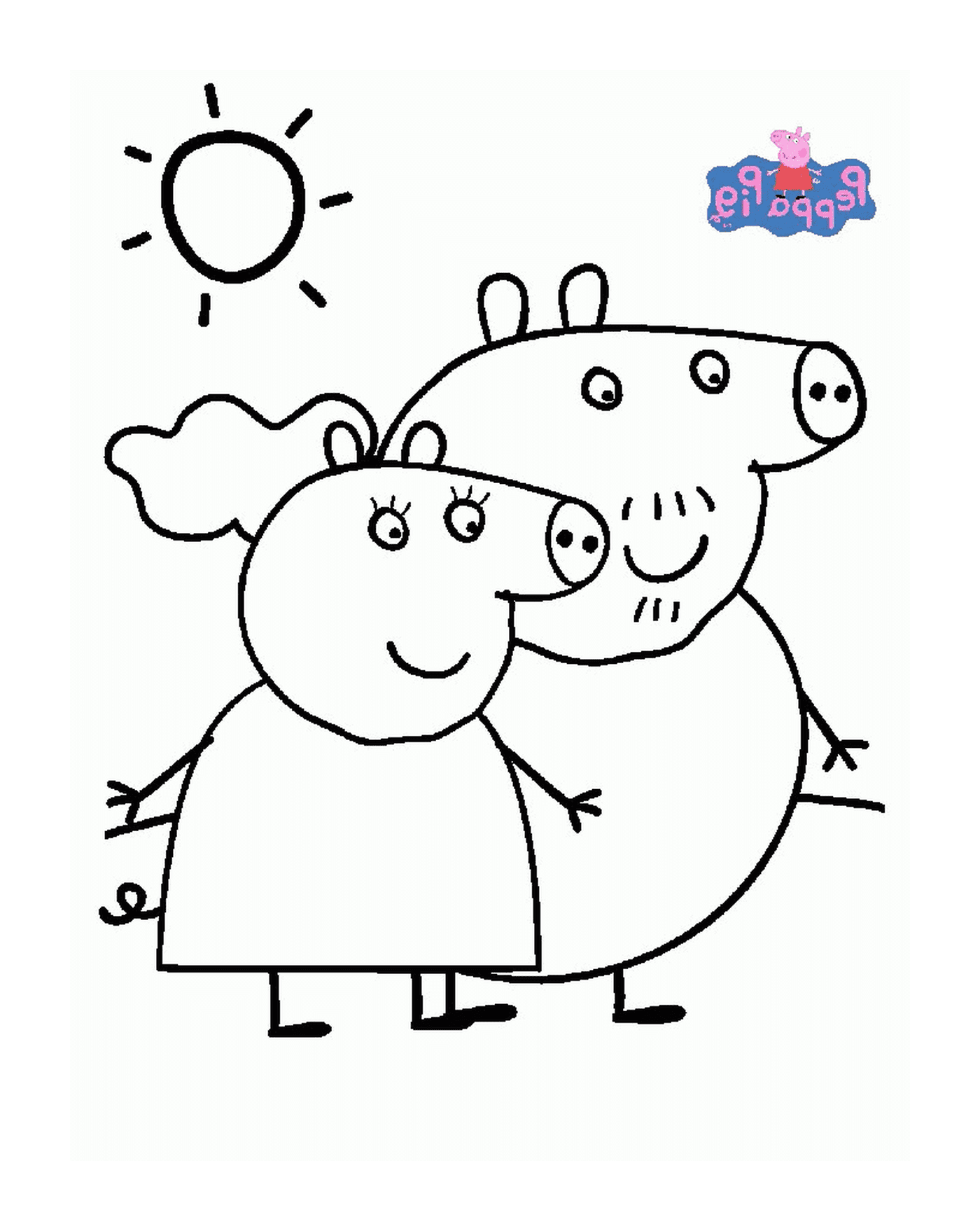   Une Peppa Pig avec une fille et un cochon 
