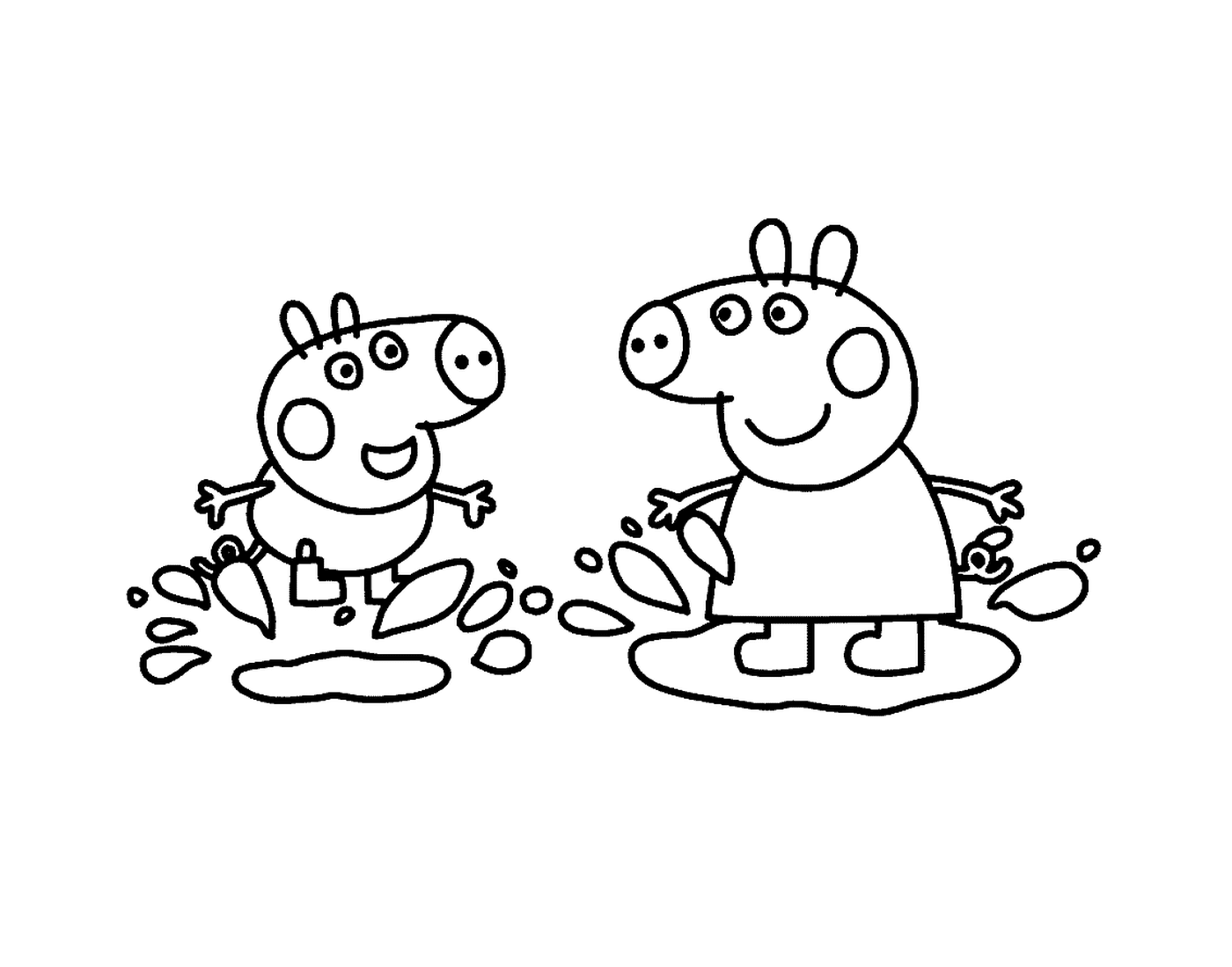   Un couple de personnages Peppa Pig côte à côte 