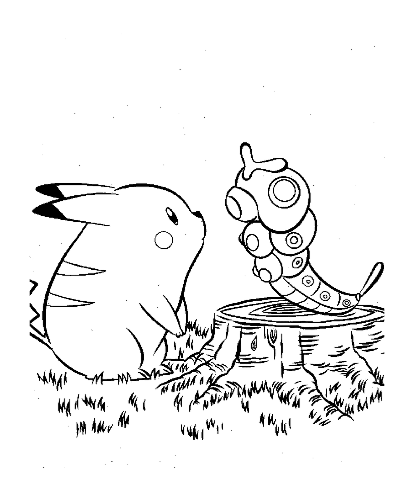   Pikachu accompagné d'un insecte 