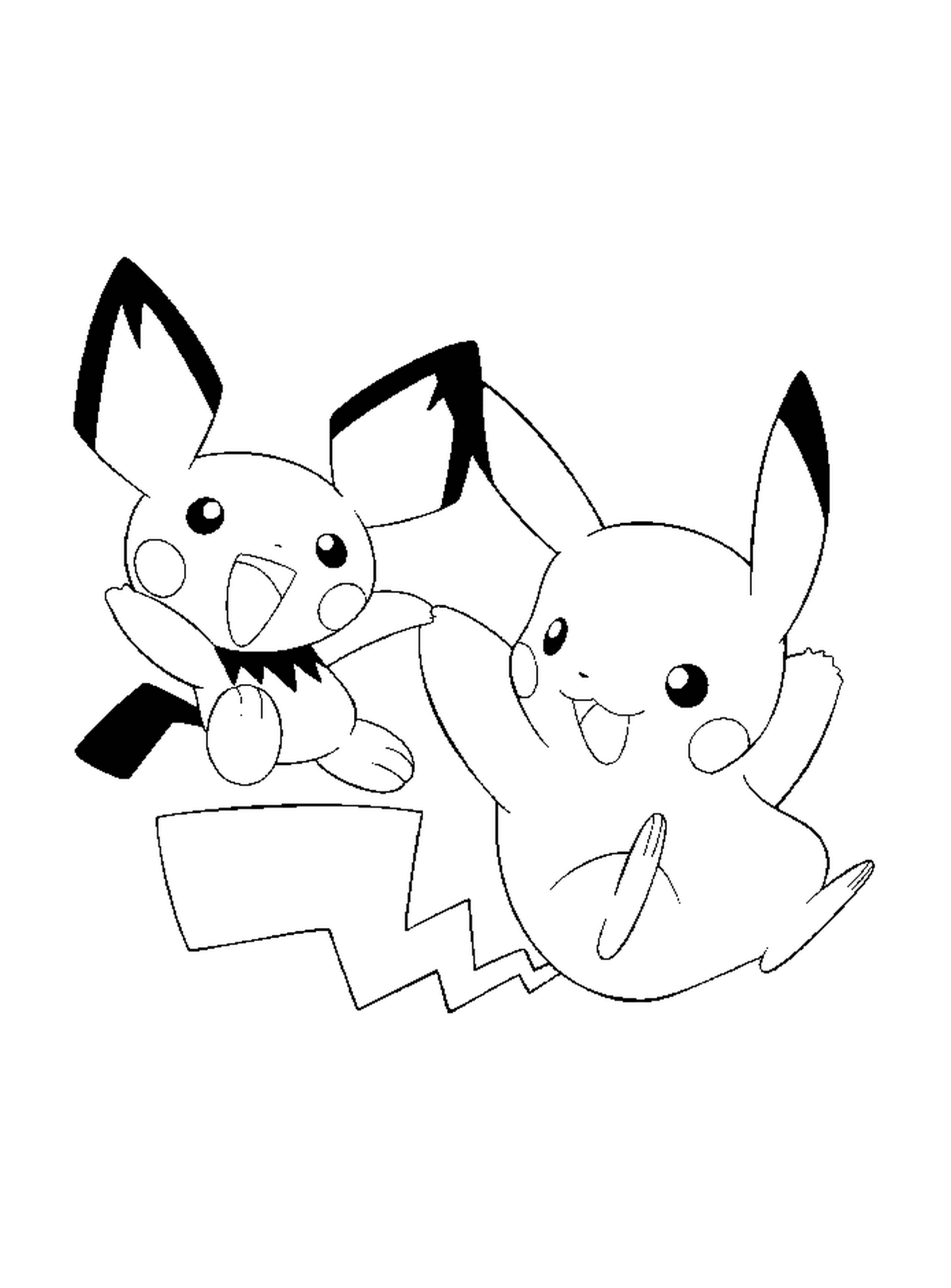  Pikachu et Pichu, amis inséparables 