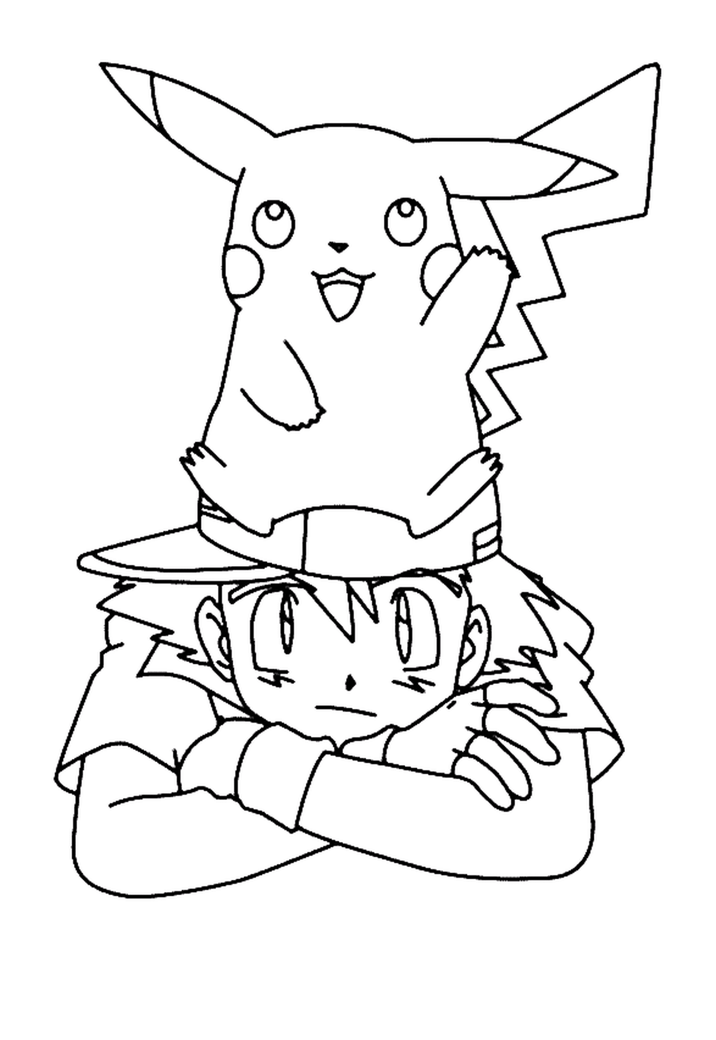   Un garçon et Pikachu ensemble 