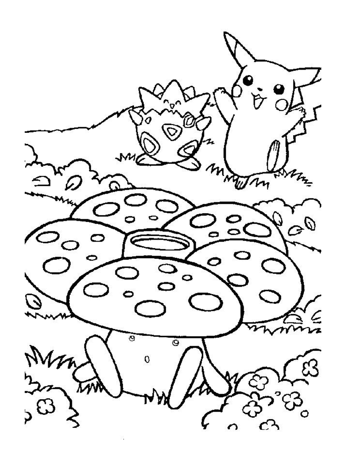   Pikachu avec un champignon 