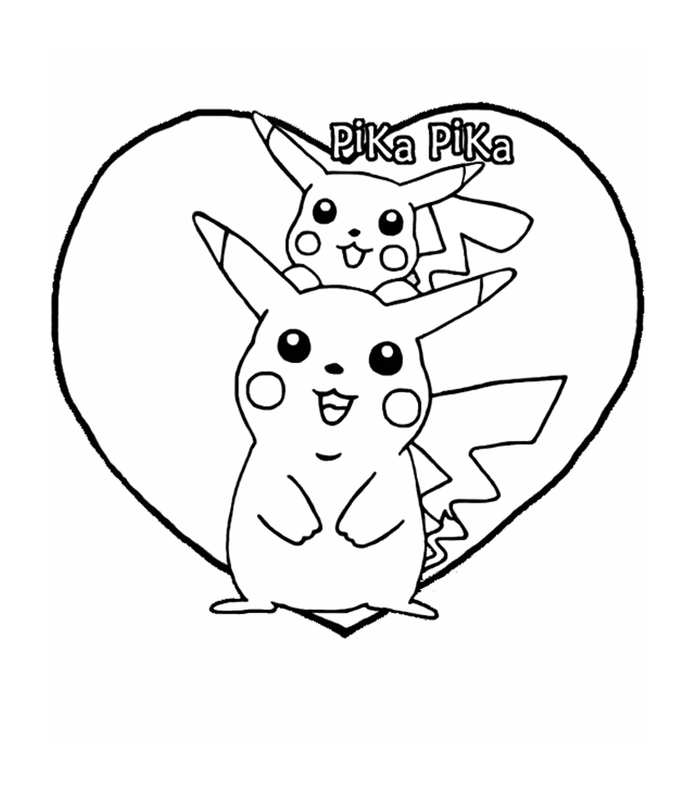   Pikachu et Pika dans un cœur 