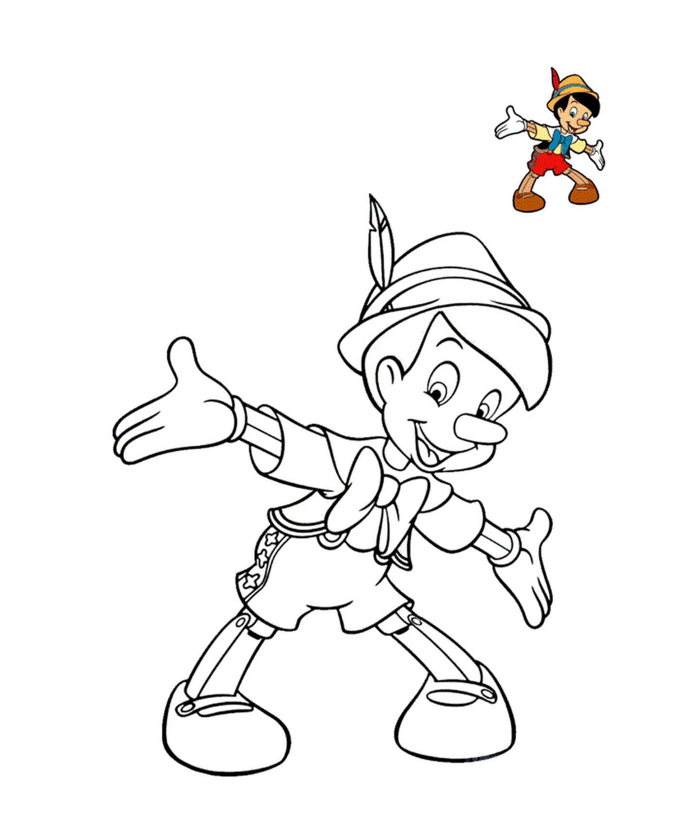   Pinocchio souriant avec chapeau 