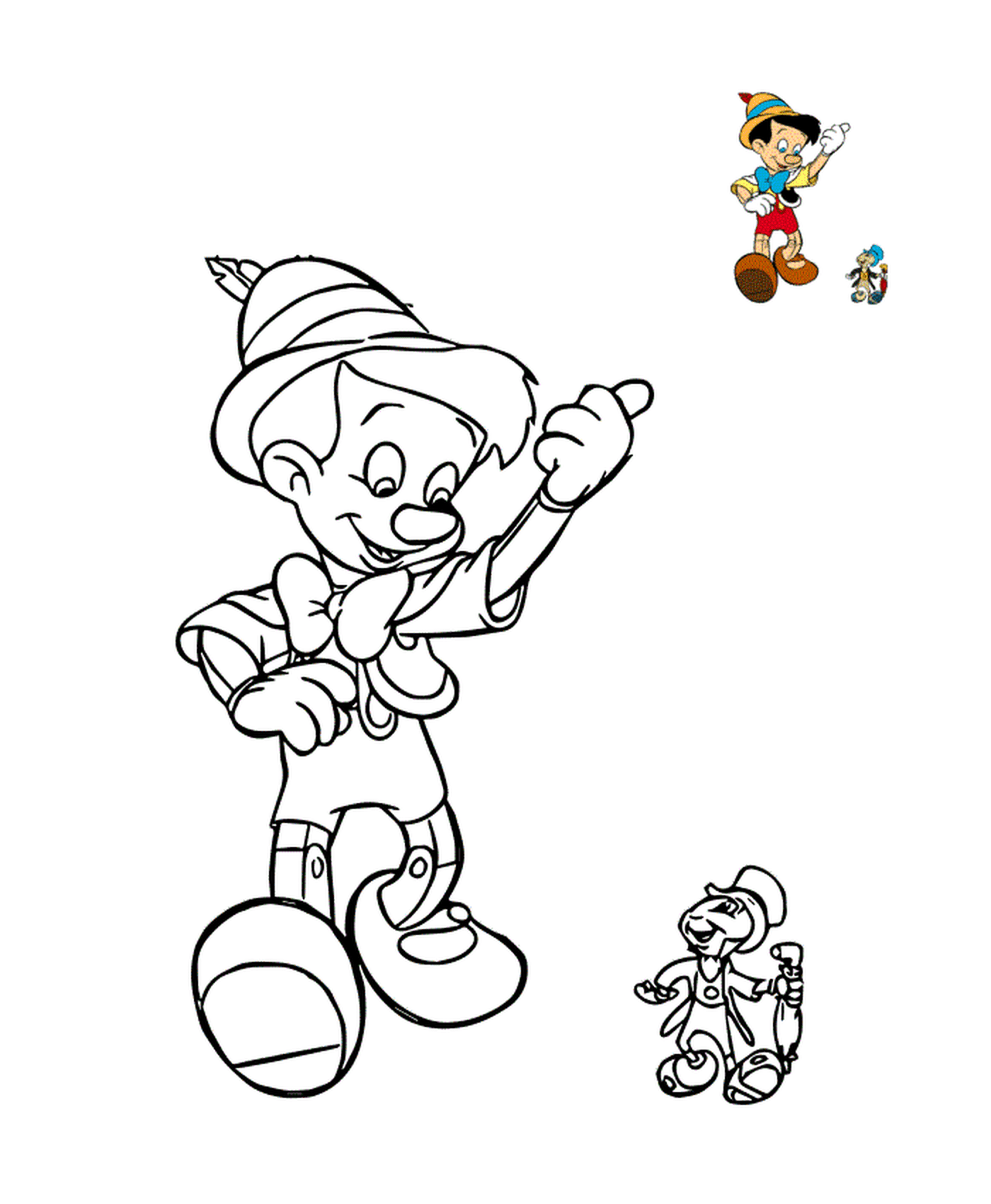   Pinocchio et Jiminy Cricket, compagnons 