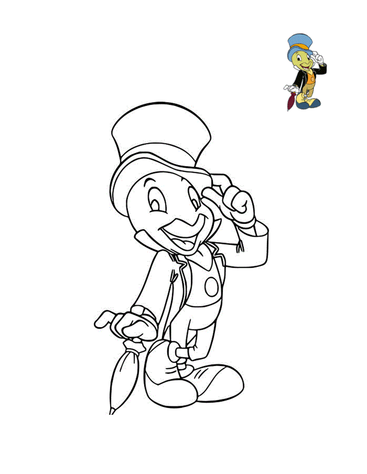   Jiminy Cricket, grillo habillé élégant 