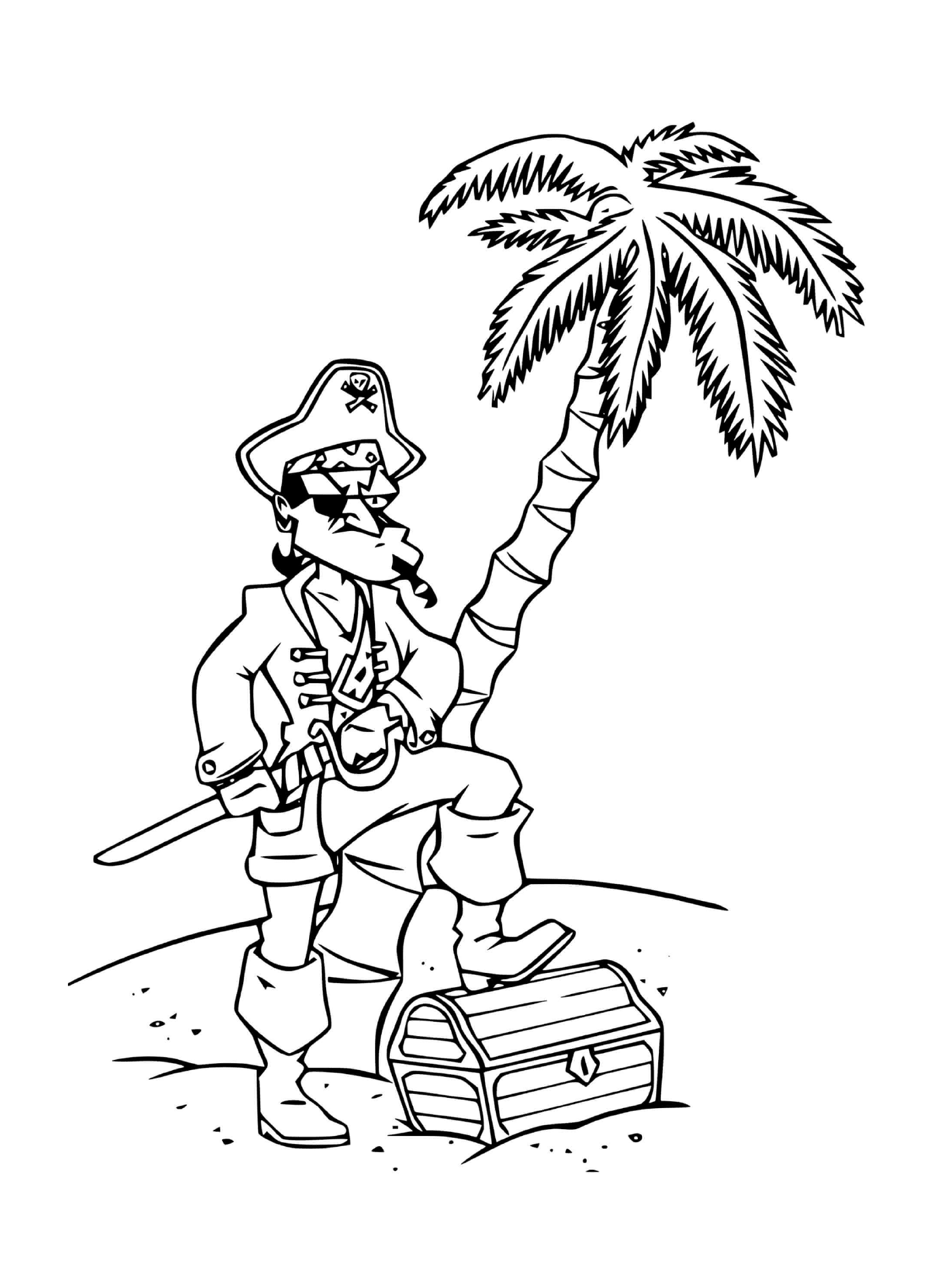   Pirate garçon mécontent sur île 