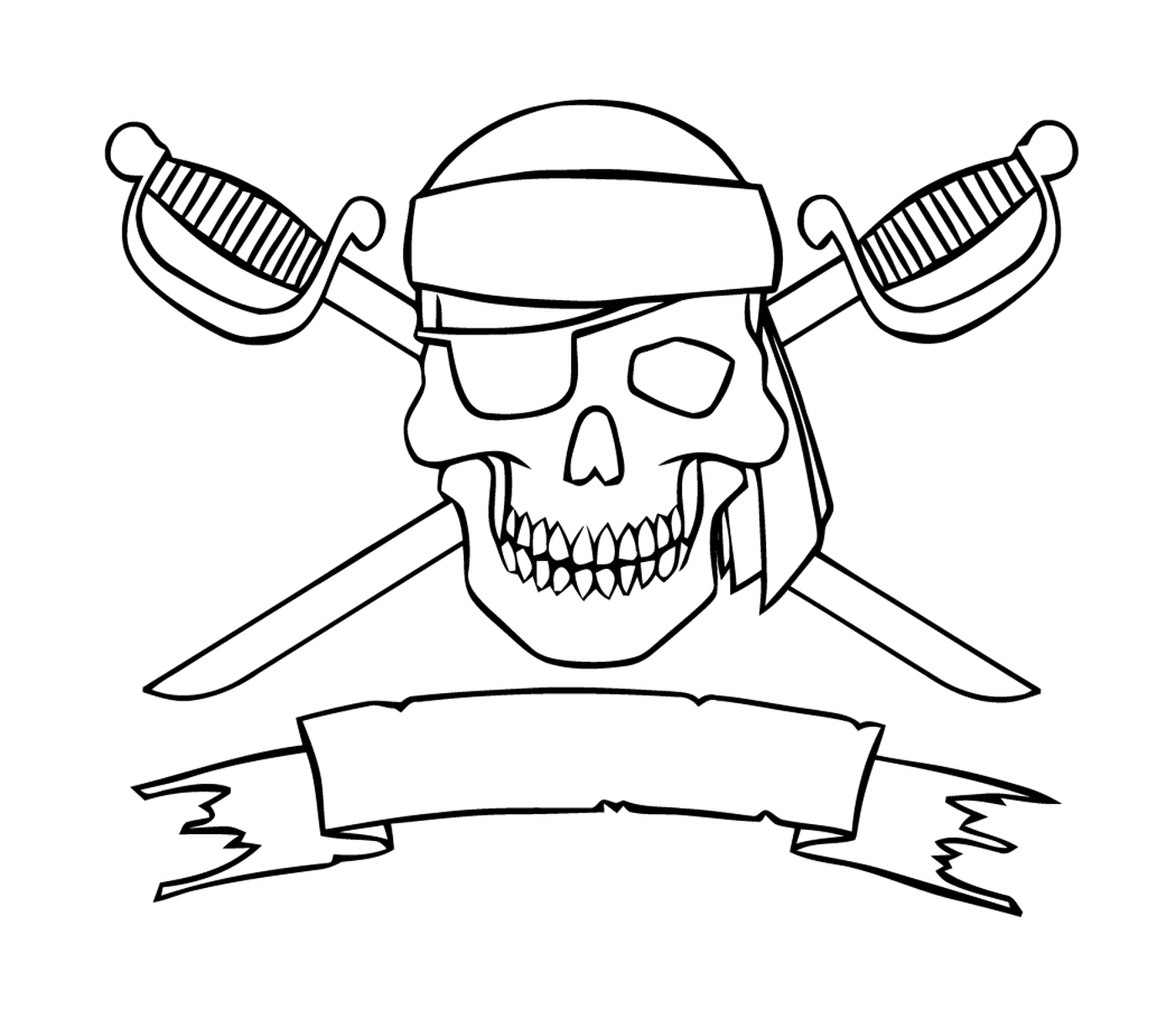   Logo pirate effrayant, épées croisées 