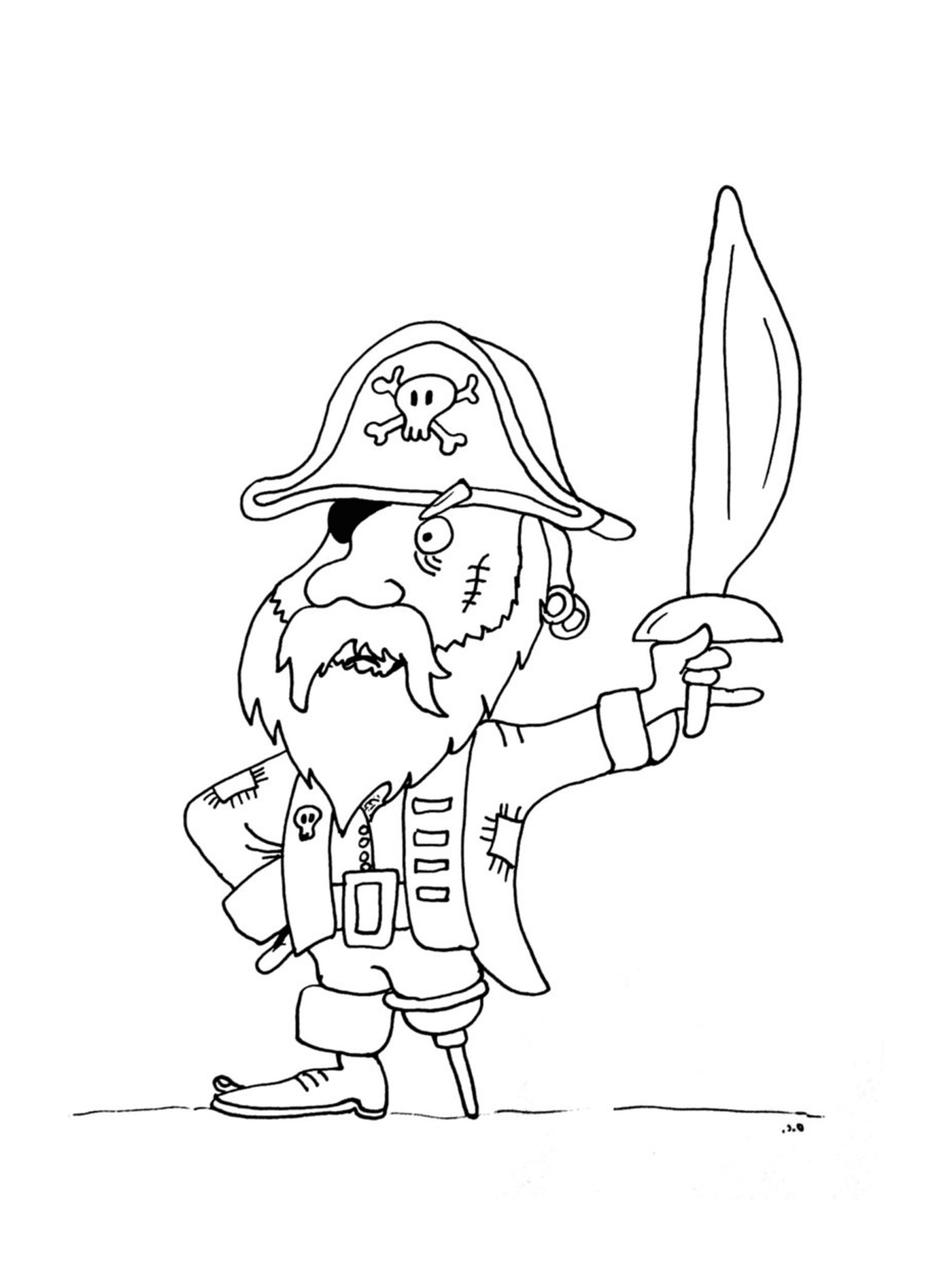   Pirate avec jambe en bois courageux 