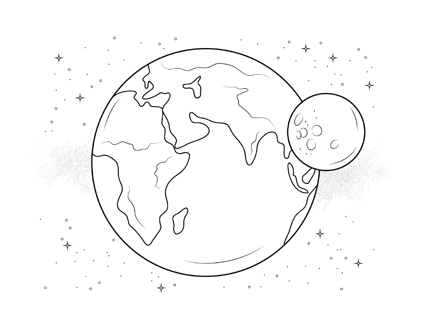   Terre et lune dans l'espace 