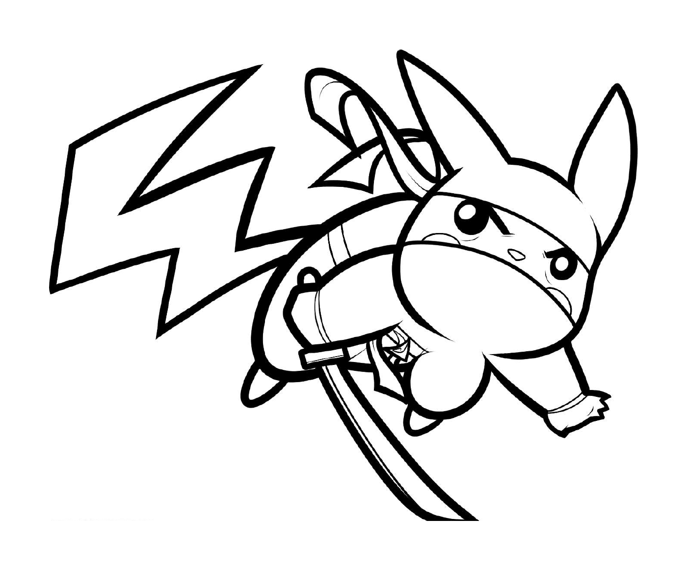   Pikachu, ninja malicieux équipé 
