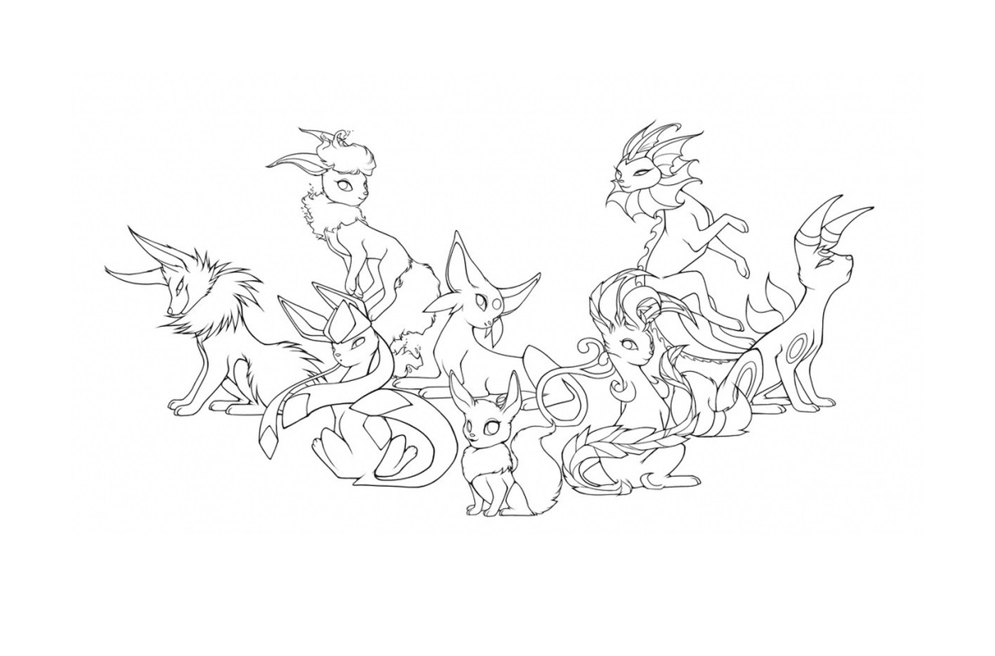   Pokémon Évoli Méga-Évolutions, diversité animale en groupe 