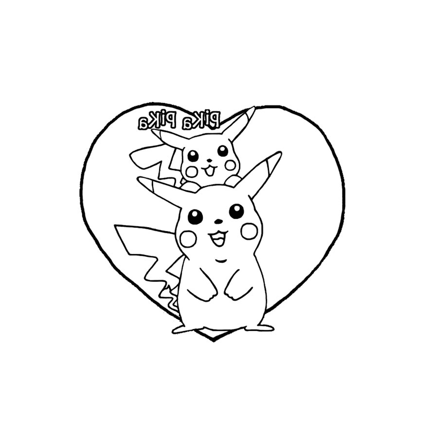   Pikachu et amour en cœur 