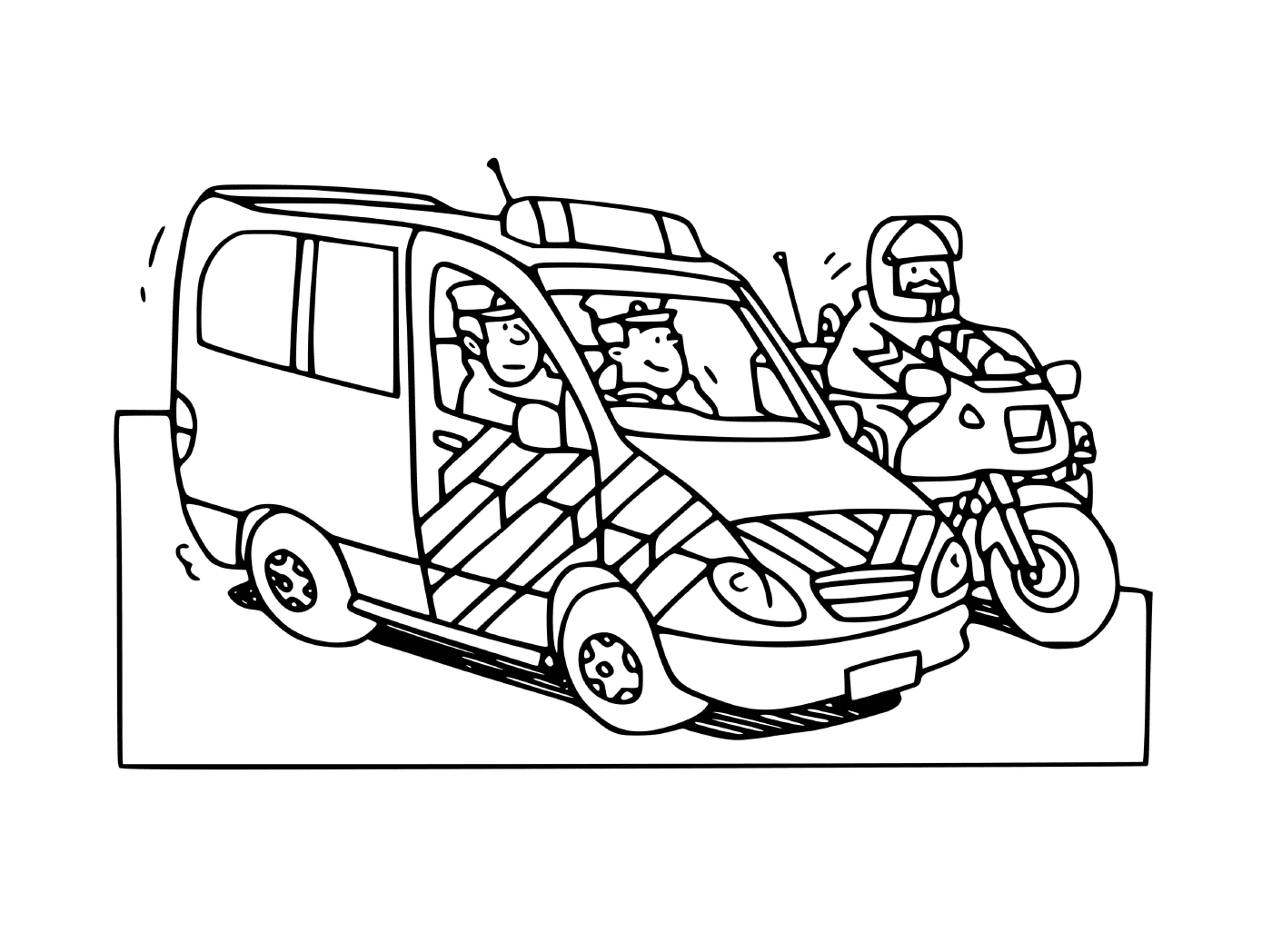   Voiture de police France avec moto de police 