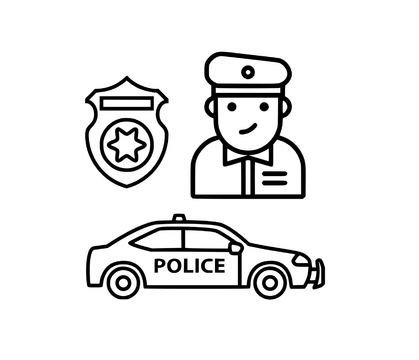   Policier, voiture, badge distinctif 