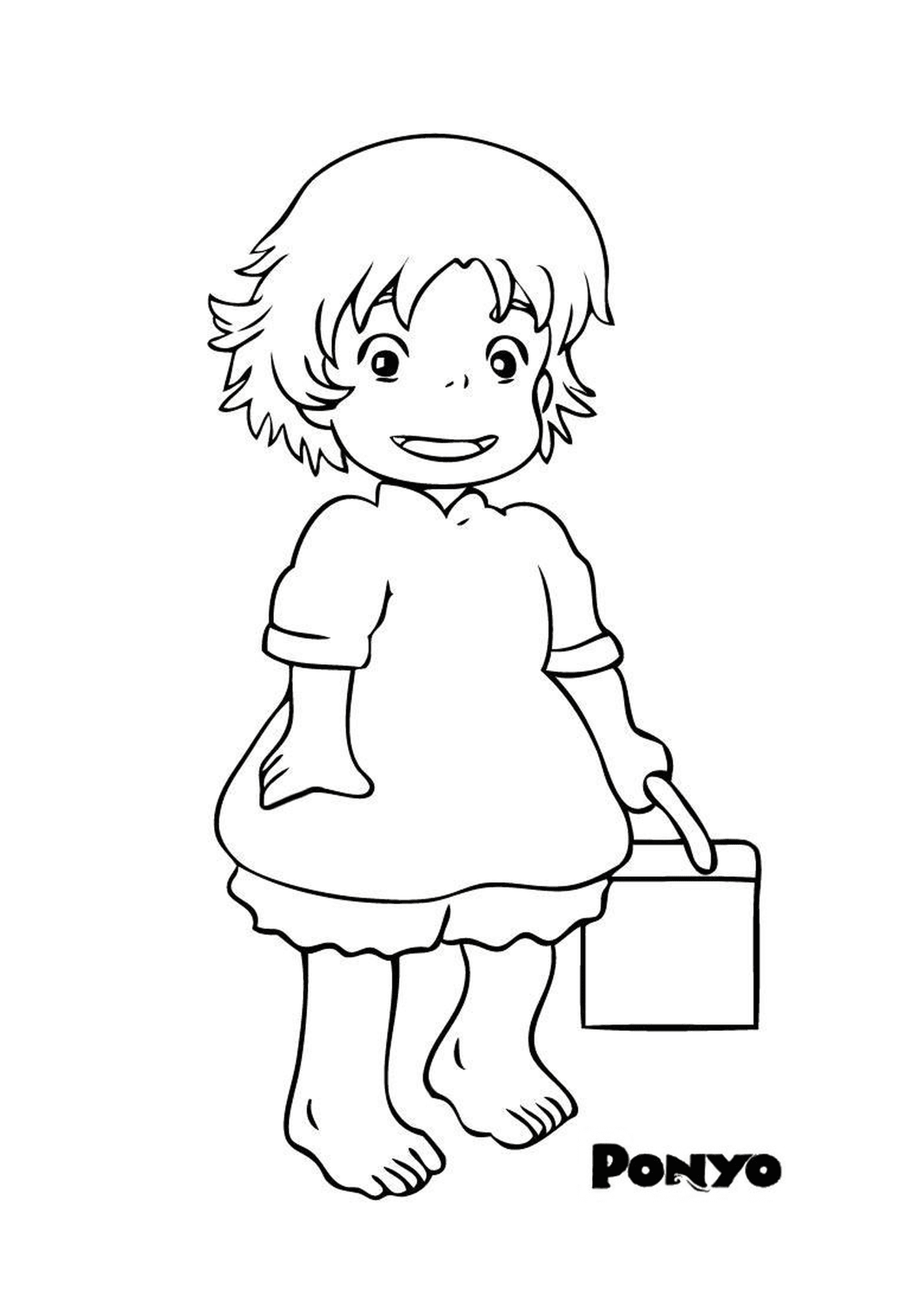   petite fille tenant valise 