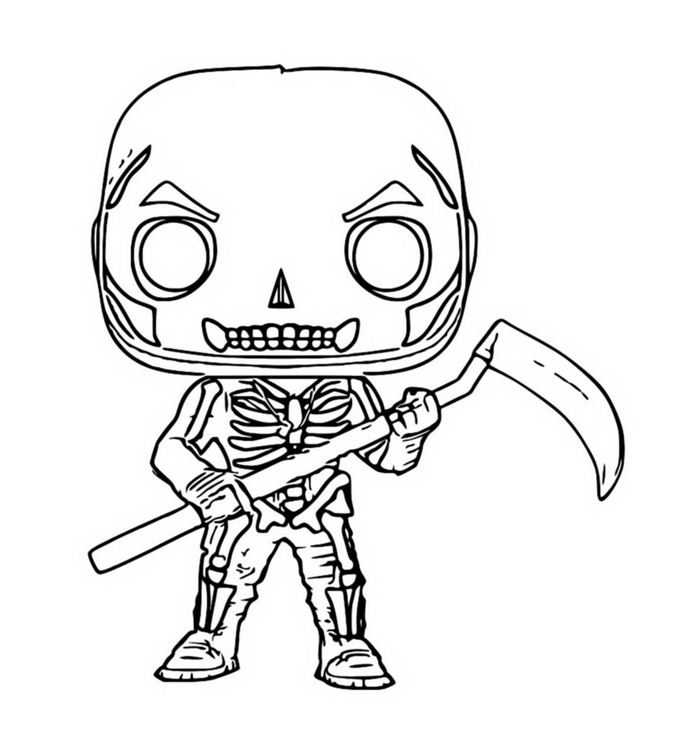   Skull Trooper, Fortnite, squelette tenant une faux 