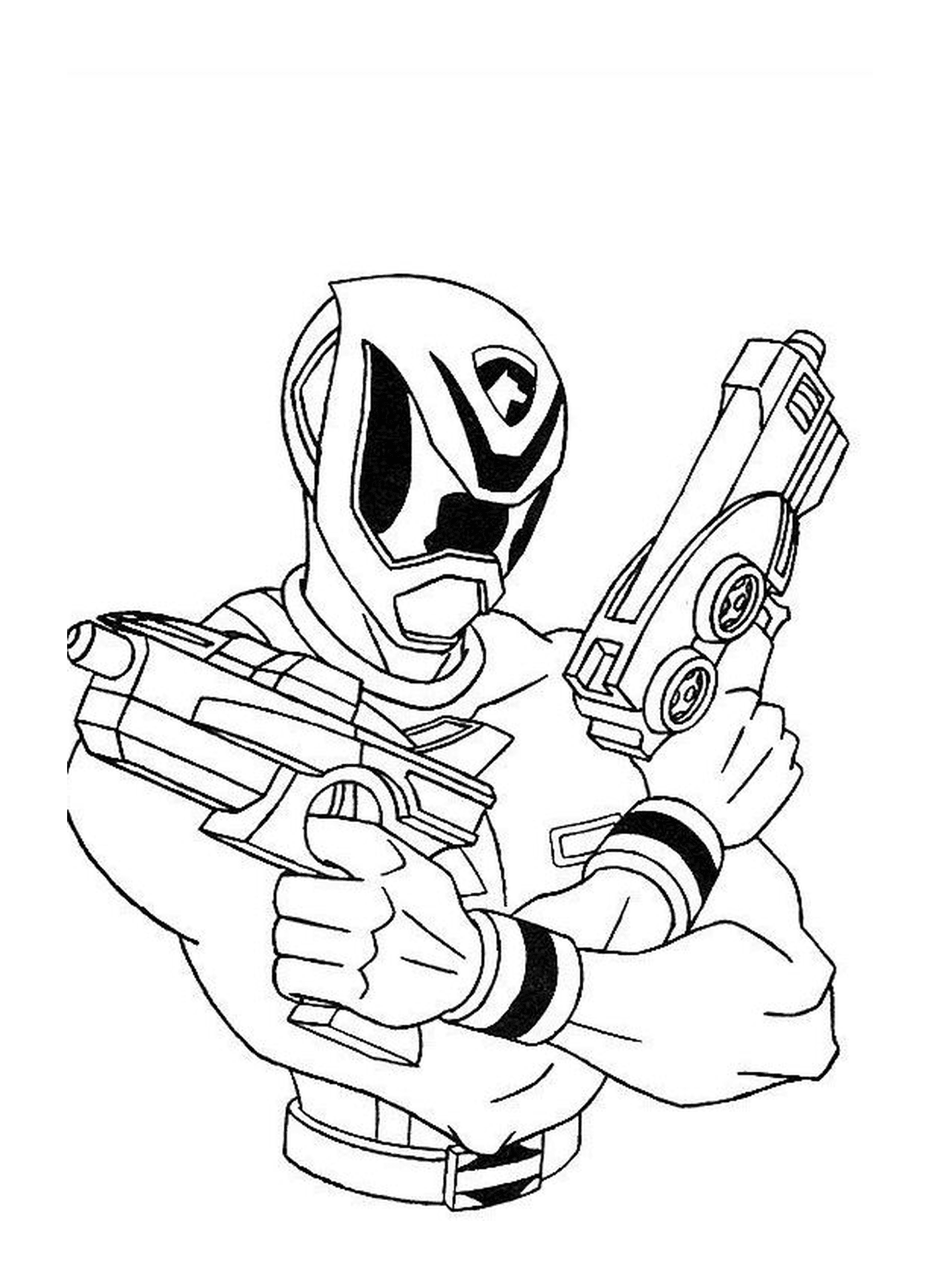   Présence d'un Power Ranger avec des fusils 