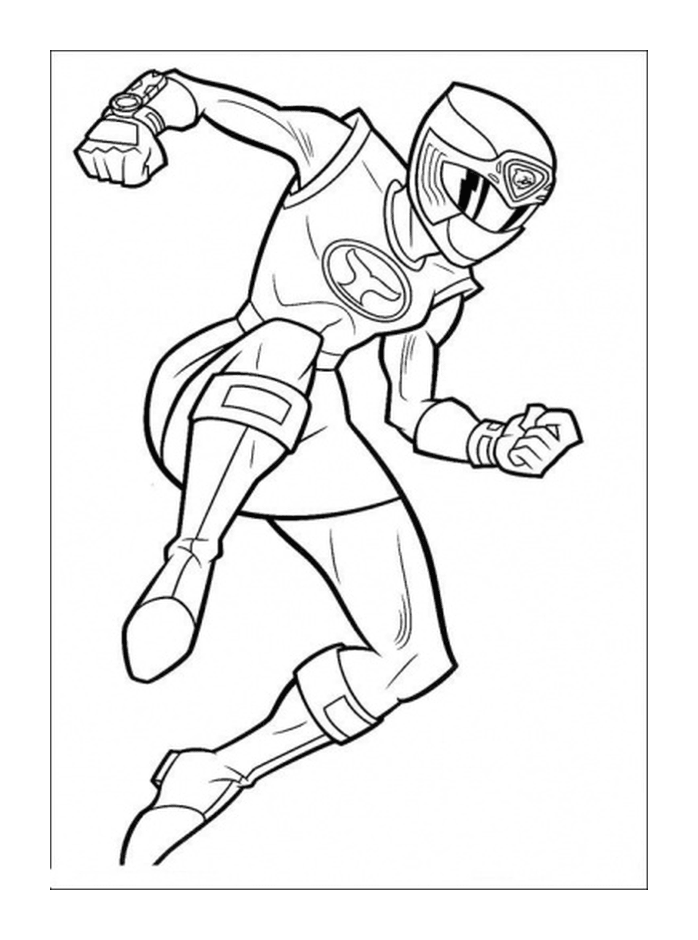   Jeune fille Power Ranger effectuant un saut géant 