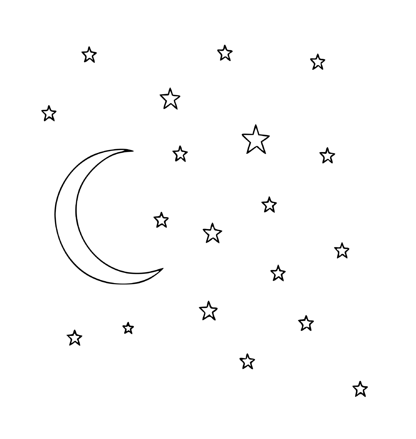   Lune brillante et étoiles 