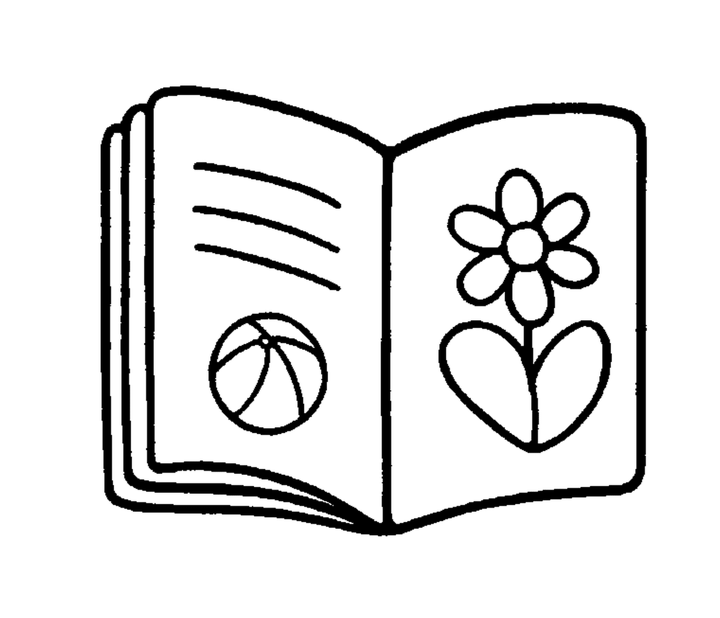   Livre ouvert avec fleur et ballon 