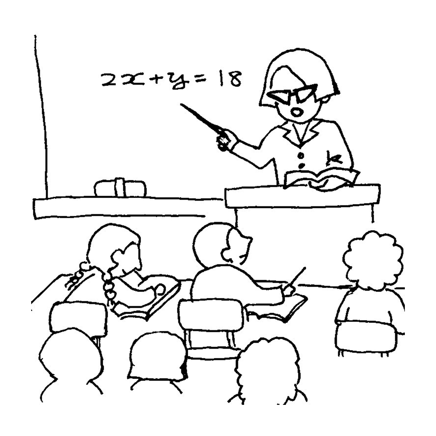   Femme donnant un cours à un groupe 