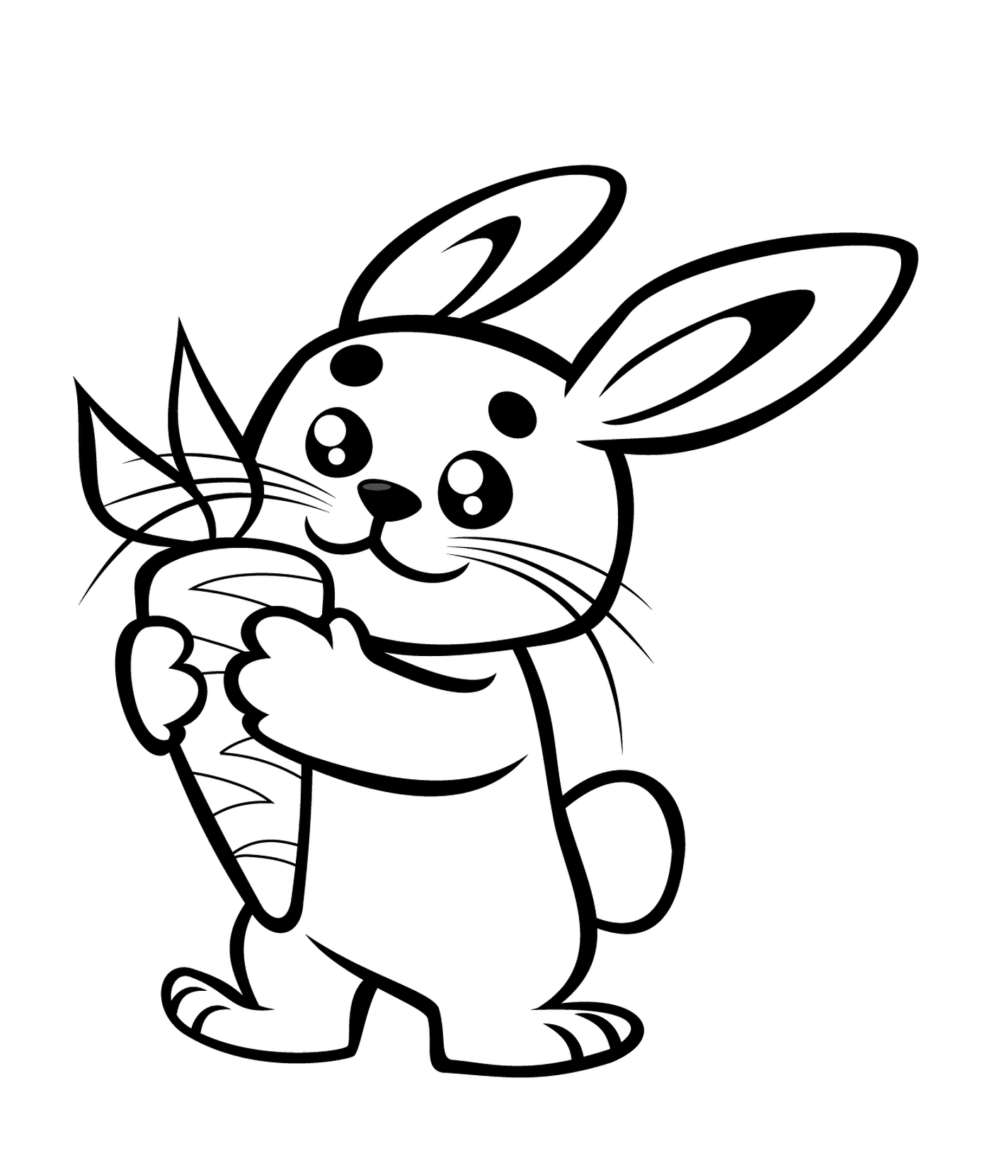   Adorable lapin tenant une carotte 