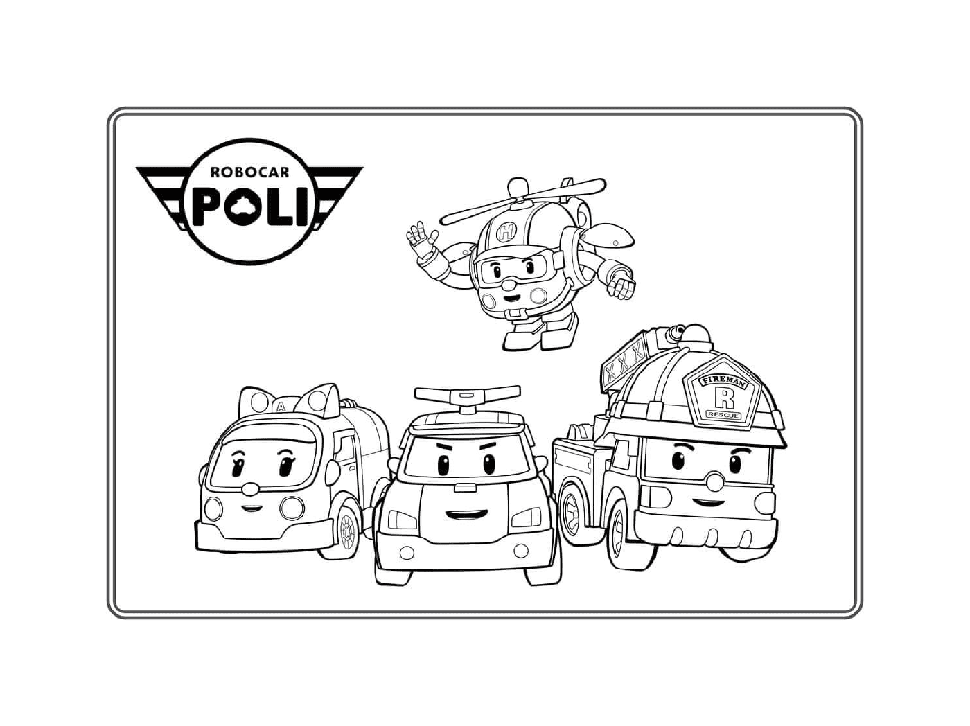   Ambulance, police, pompier et hélicoptère Robocar Poli 