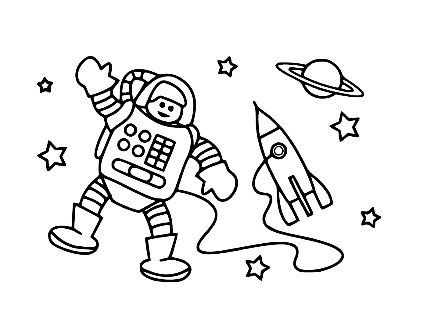   Astronaute et fusée spatiale 