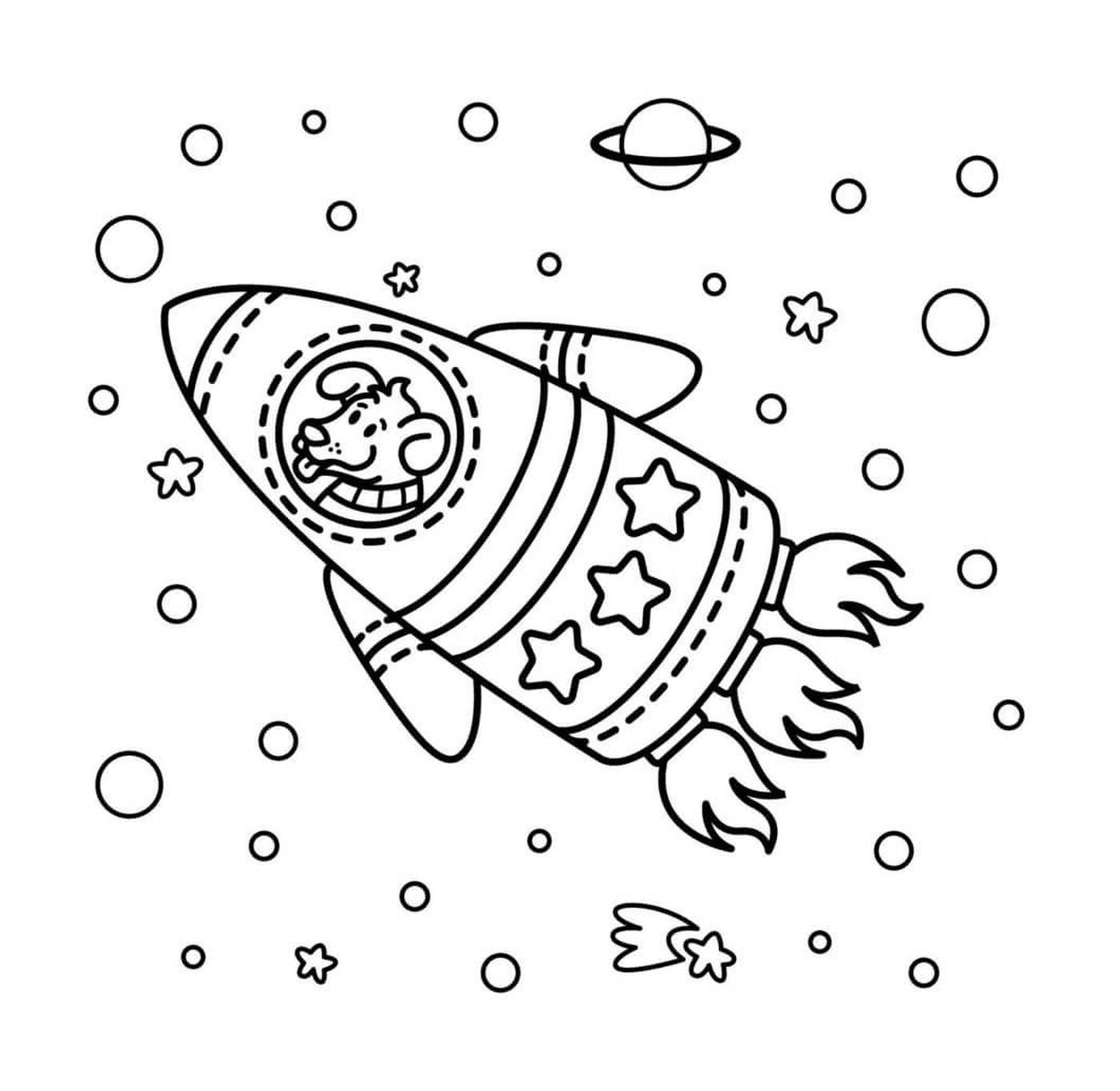   Fusée spatiale avec chien 