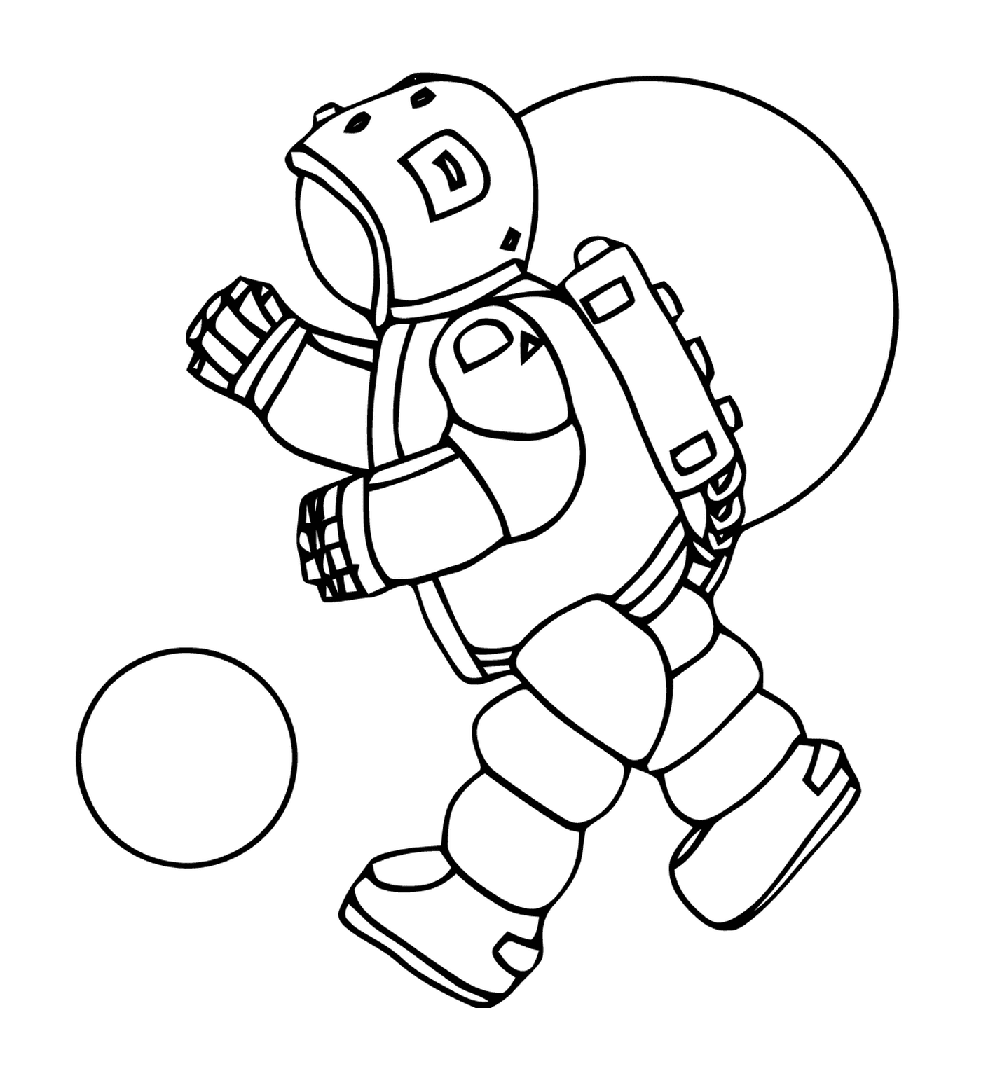   Astronaute jouant avec un ballon 