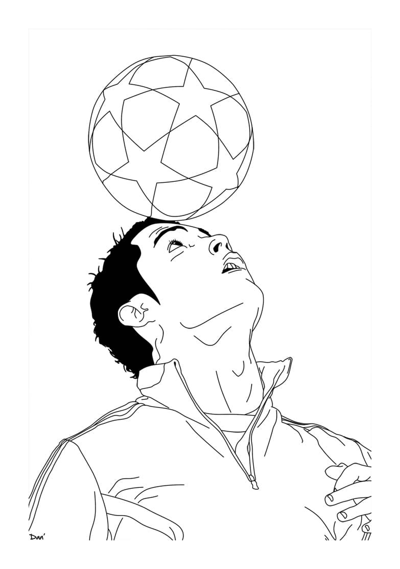   Cristiano Ronaldo jonglant avec un ballon de foot 