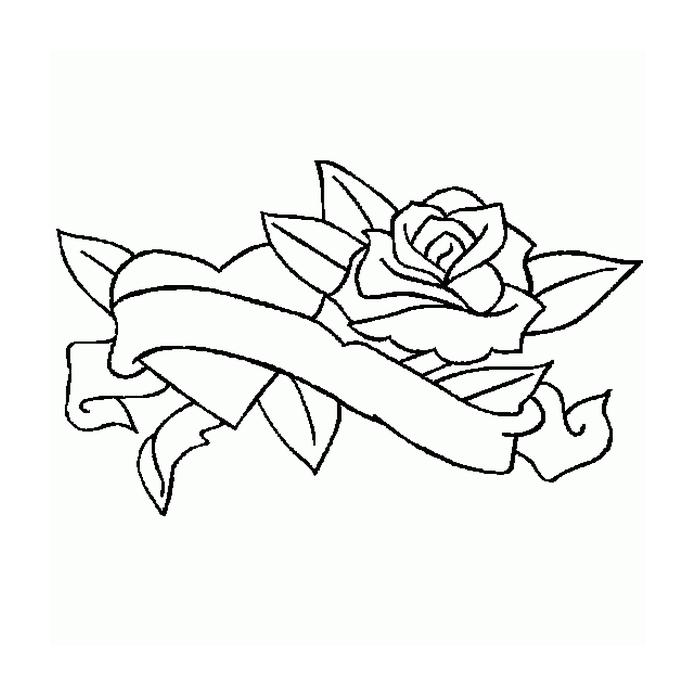   Rose avec bannière romantique 