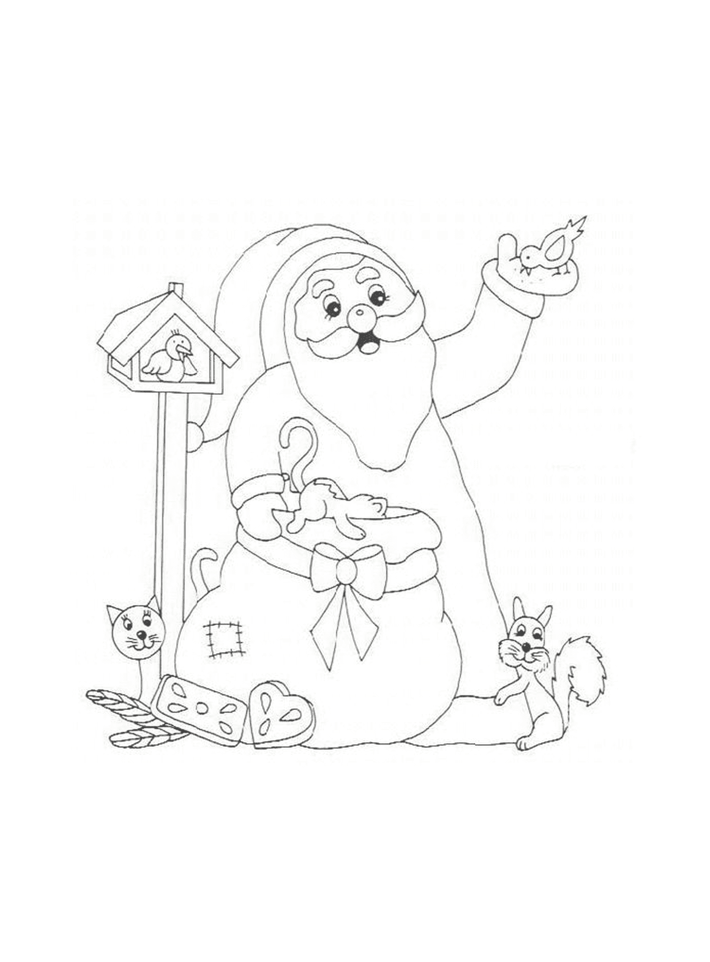  Père Noël avec un écureuil 