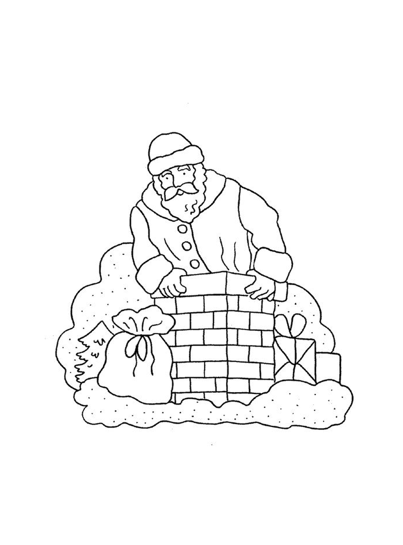   Père Noël construit une cheminée 