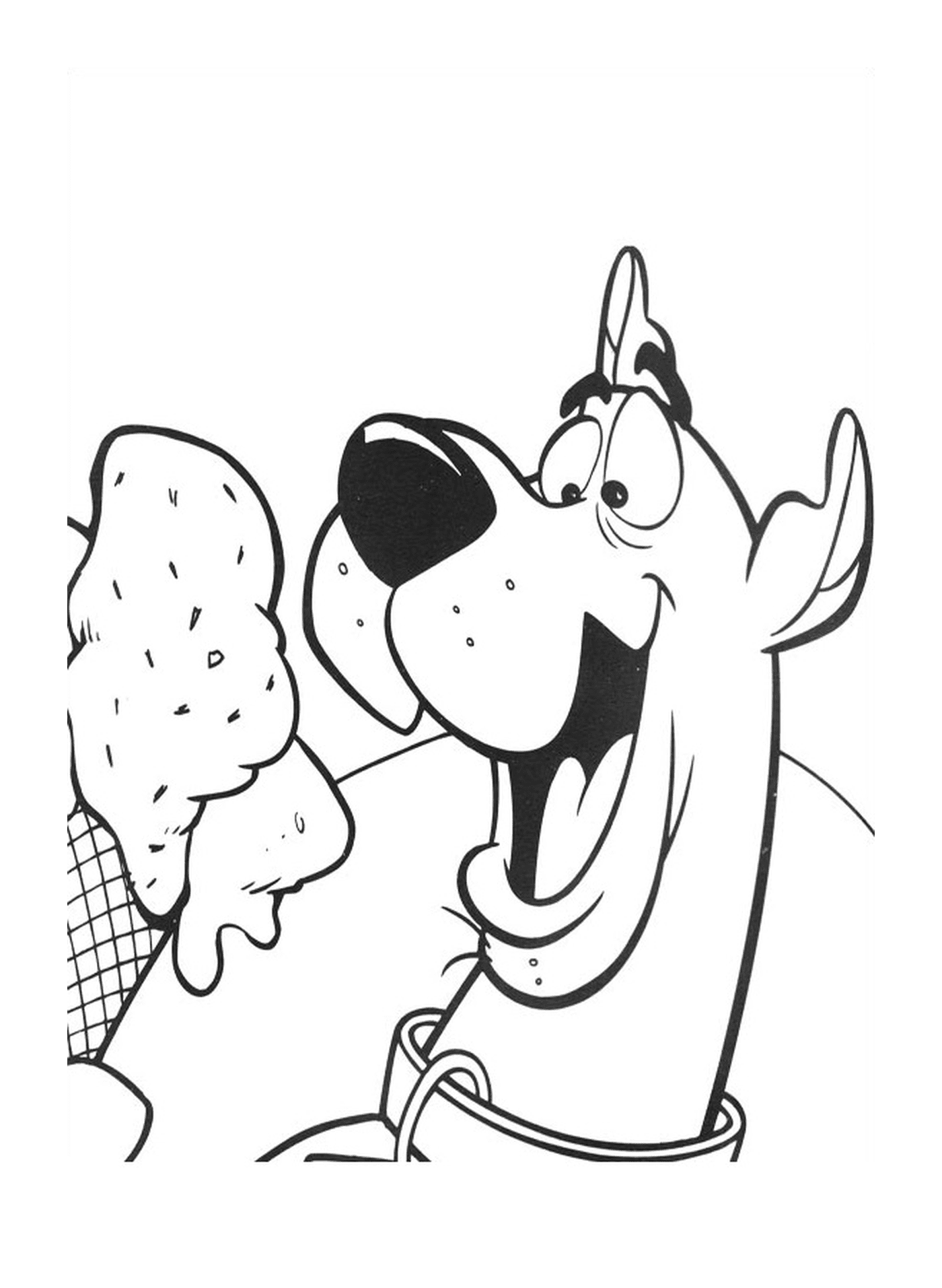   Un chien mange une glace 