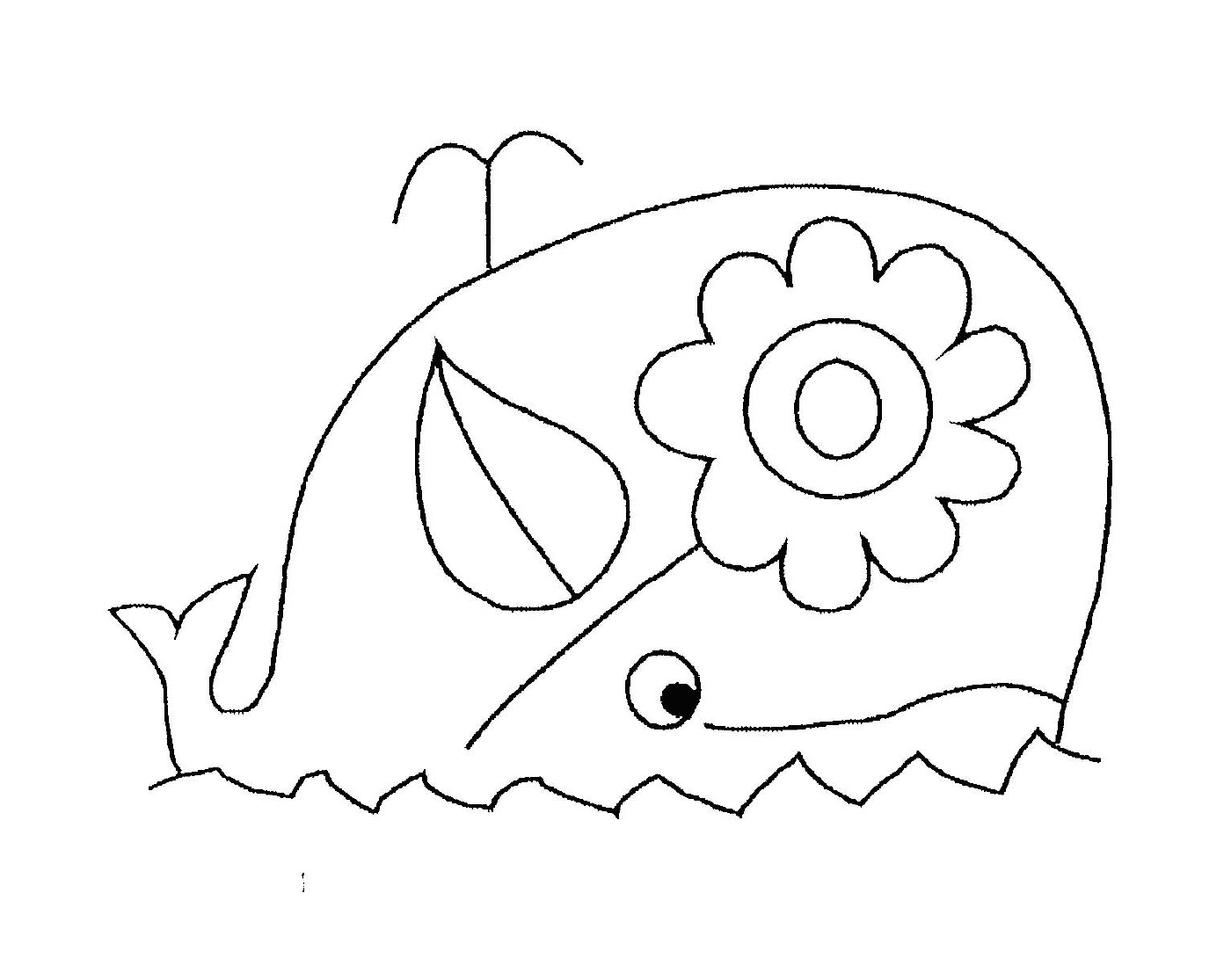   une baleine avec une fleur 