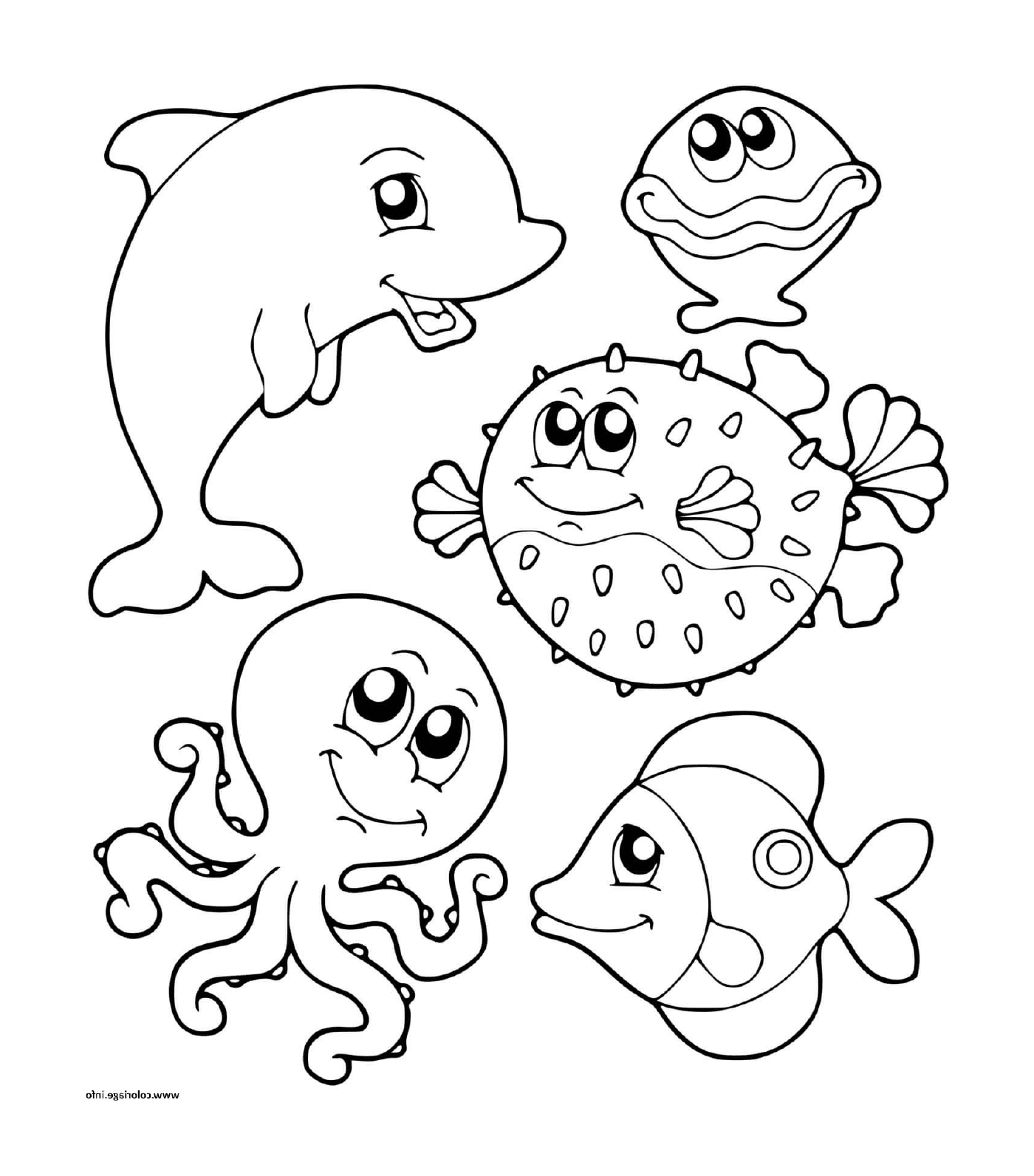   un groupe d'animaux marins dans l'eau 