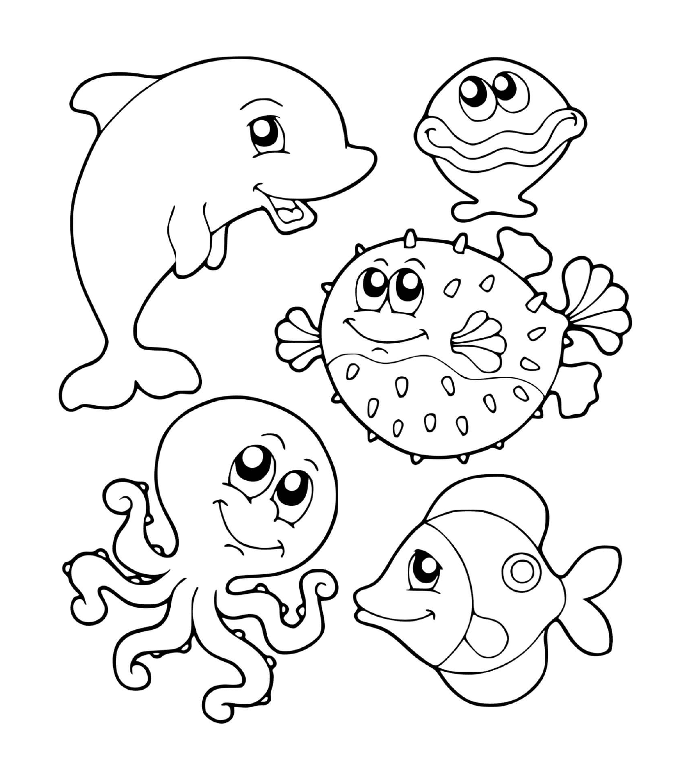   Groupe d'animaux marins dans l'eau 